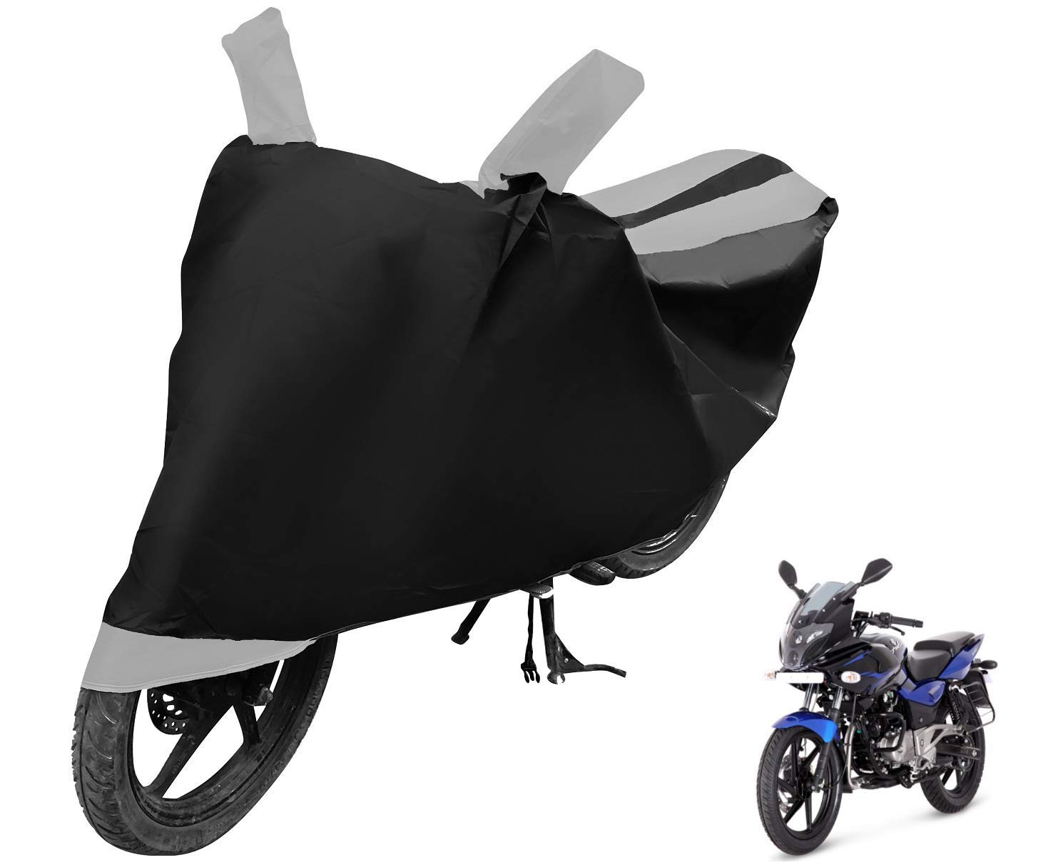 Waterproof Bajaj Pulsar 220F Motorcycle Cover - All Weather Protection for Outdoor & Indoor Storage - Black & Silver (Fits Pulsar 220F Bike Models)