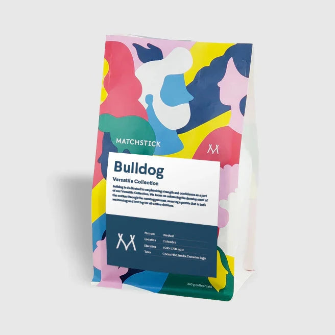 MATCHSTICK COFFEE BEANS The Bulldog Dark Roast - 340g Premium Whole Bean Coffee for Espresso & Drip Brewing - Perfect for Home, Office & Gifts