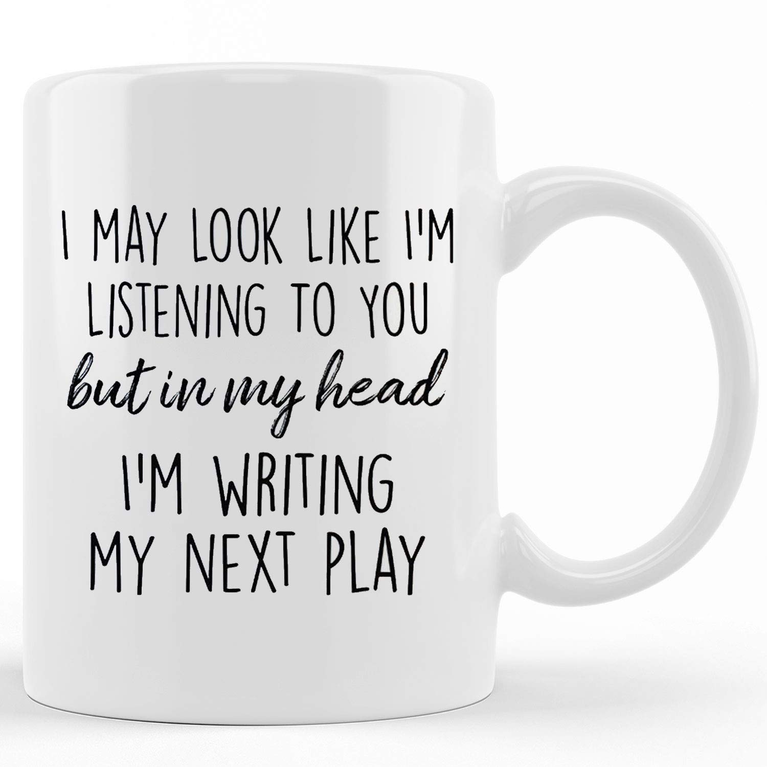 Playwright Coffee Mug - 'In My Head I'm Writing My Next Play' Novelty Ceramic Mug 11oz/15oz - Funny Writer Gift for Playwrights, Authors & Book Lovers - Perfect for Coffee Breaks, Writing Inspiration & Creative Gifts (Birthday, Christmas, Theater Lovers)