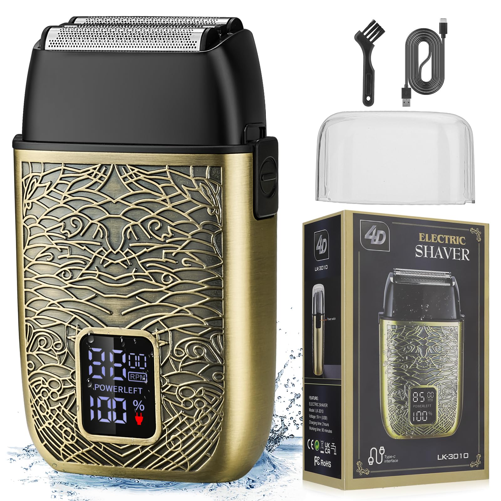 Premium Electric Shavers for Men - Powerful Motor Razor with Triple Foil Technology | Bald Head Shaver & Beard Trimmer | Waterproof USB Rechargeable with LED Display | Barber Supplies & Gifts for Men | Perfect for Travel, Home Use & Daily Grooming