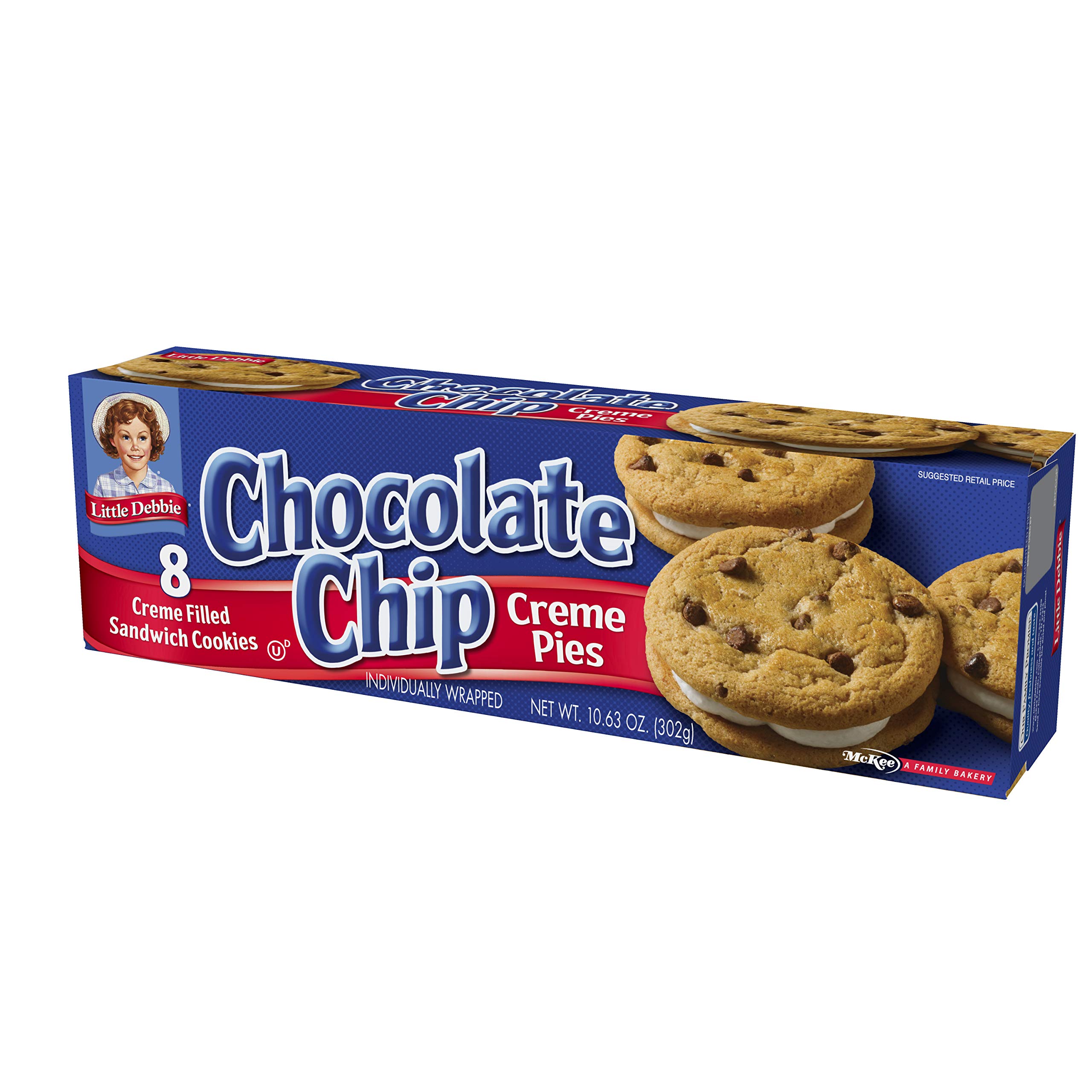 Little Debbie Chocolate Chip Creme Pie - 48 Pack (6 Boxes of 8) | Individually Wrapped Snack Pies | Perfect for School Lunches, Office Snacks & Party Treats