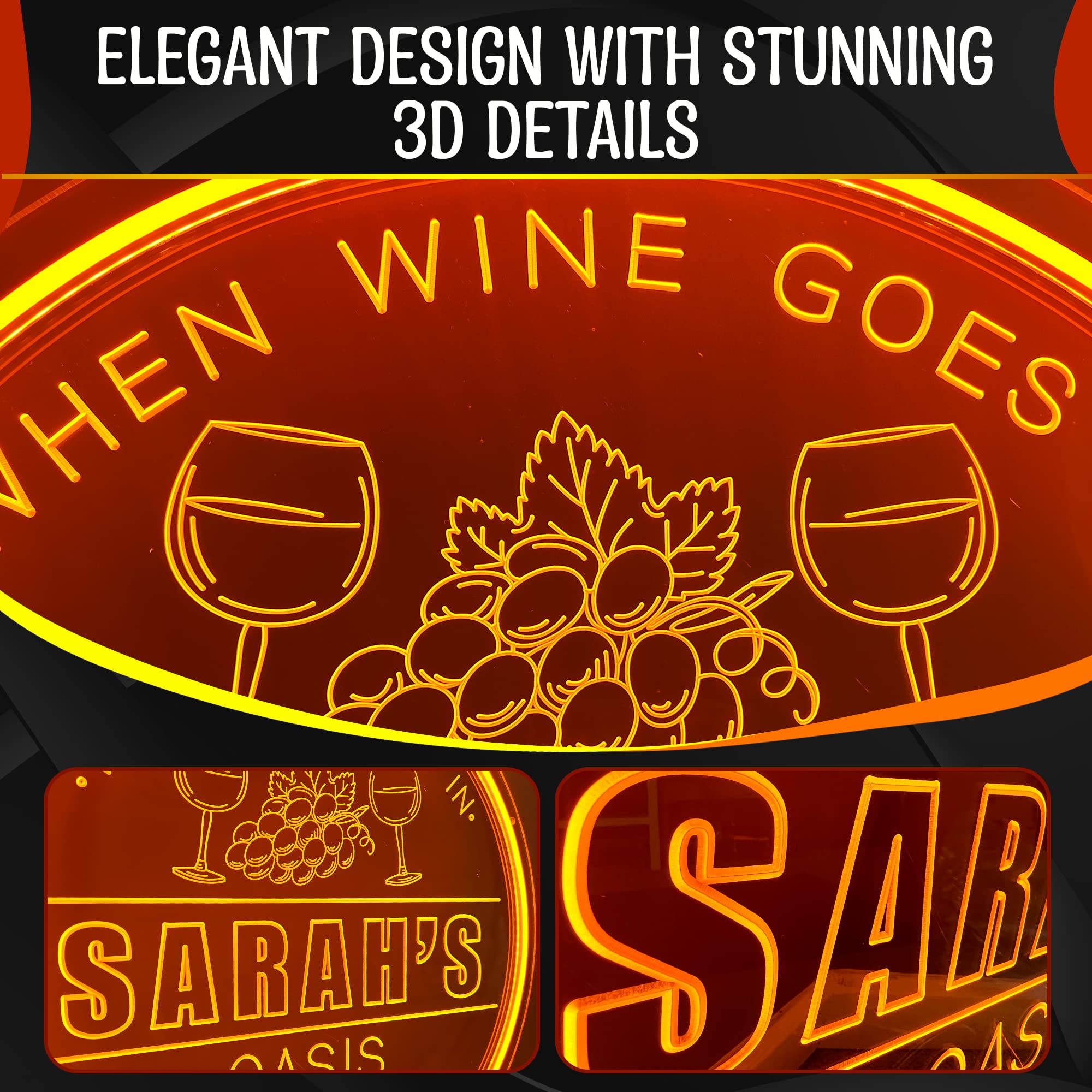 Custom LED Neon Bar Signs - Personalized Man Cave Gift for Basement, Wet Bar & Wall Decor - Home Party Neon Light Signs for Him, Husband, Dad (WINE) - Perfect for Birthday Gifts, Bachelor Parties & Game Room Decor