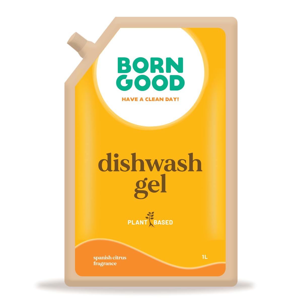 Eco-Friendly Plant-Based Spanish Citrus Dishwashing Gel - Non-Toxic, Biodegradable, 1L Refill Pouch | Perfect for Grease Cutting & Gentle on Hands | Sustainable Kitchen Cleaning Solution