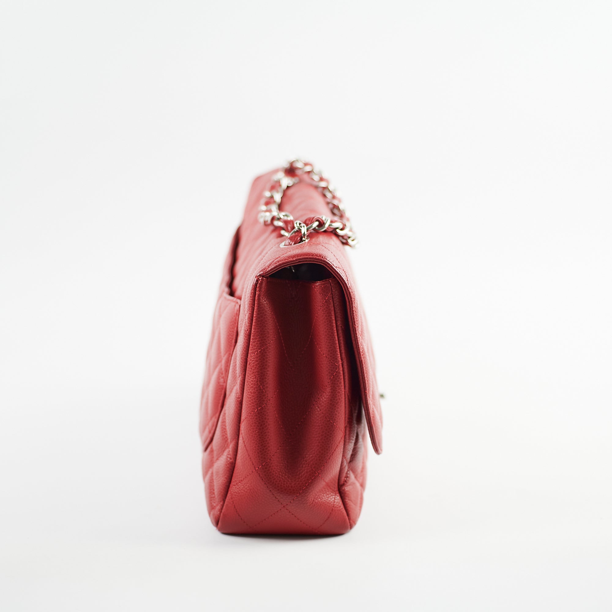 Chanel Caviar Jumbo Single Flap Bag in Red - Luxury Designer Handbag for Women, Perfect for Evening Events & Special Occasions
