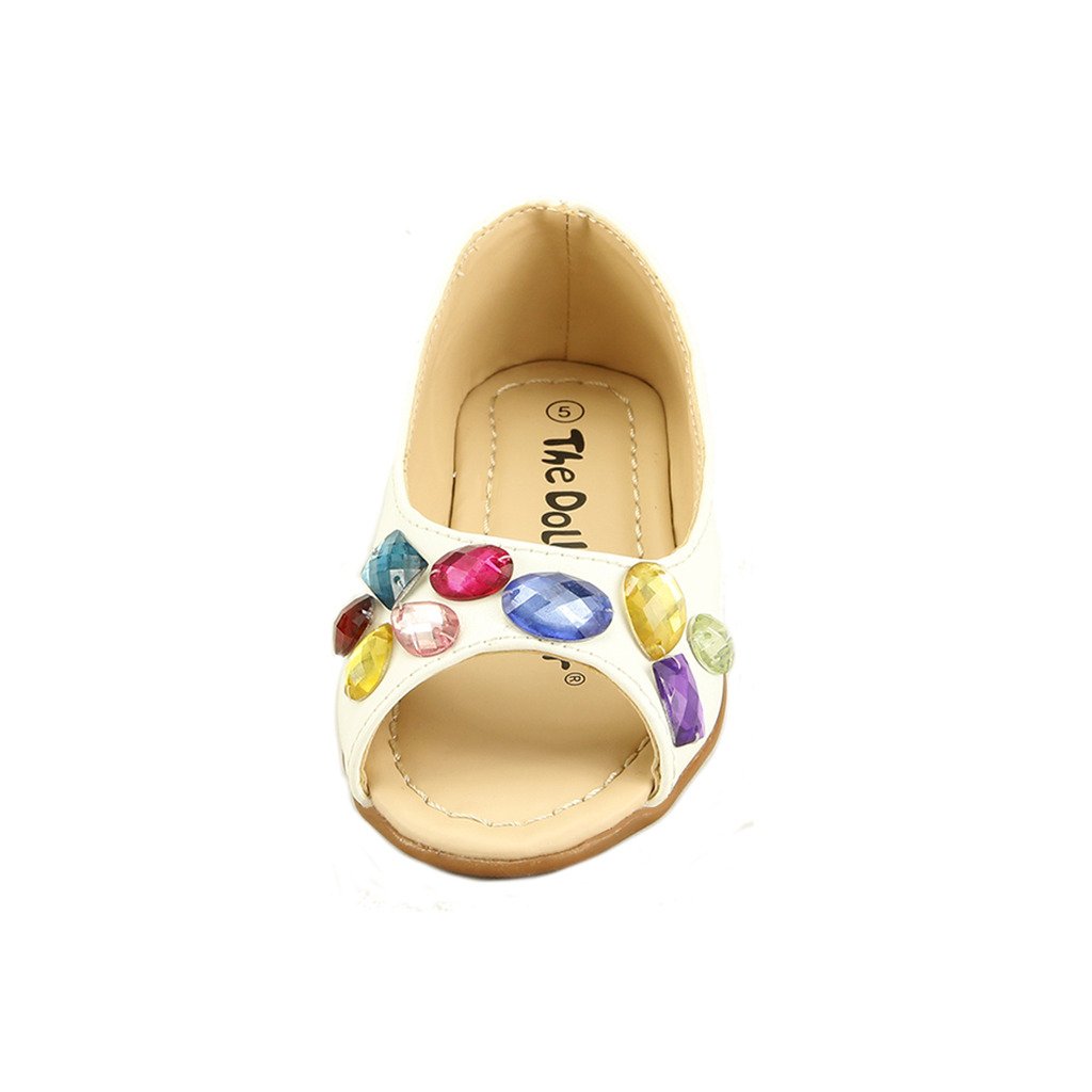 The Doll Maker Women's Peep Toe Rhinestone Flat Sandals - Elegant Comfort for Summer Weddings, Parties & Beach Vacations