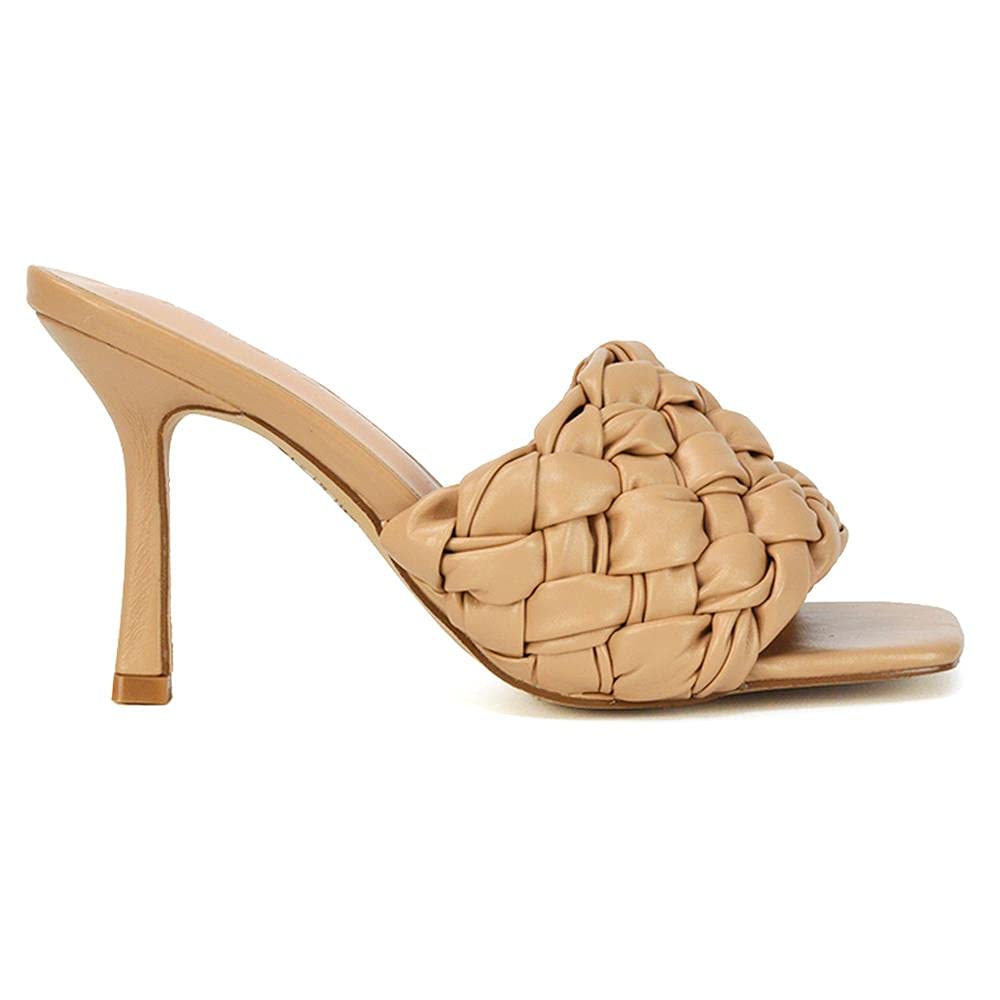 Kino London Women's Stiletto High Heel Mules - Slip On Plaited Woven Strap Sandals Size 5-10 | Elegant Ladies Dress Shoes for Party, Wedding & Evening Occasions