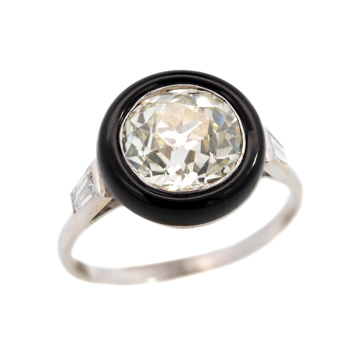 Vintage Art Deco Platinum Halo Onyx and Diamond Engagement Ring - Perfect for Wedding, Anniversary & Special Occasion Gifts