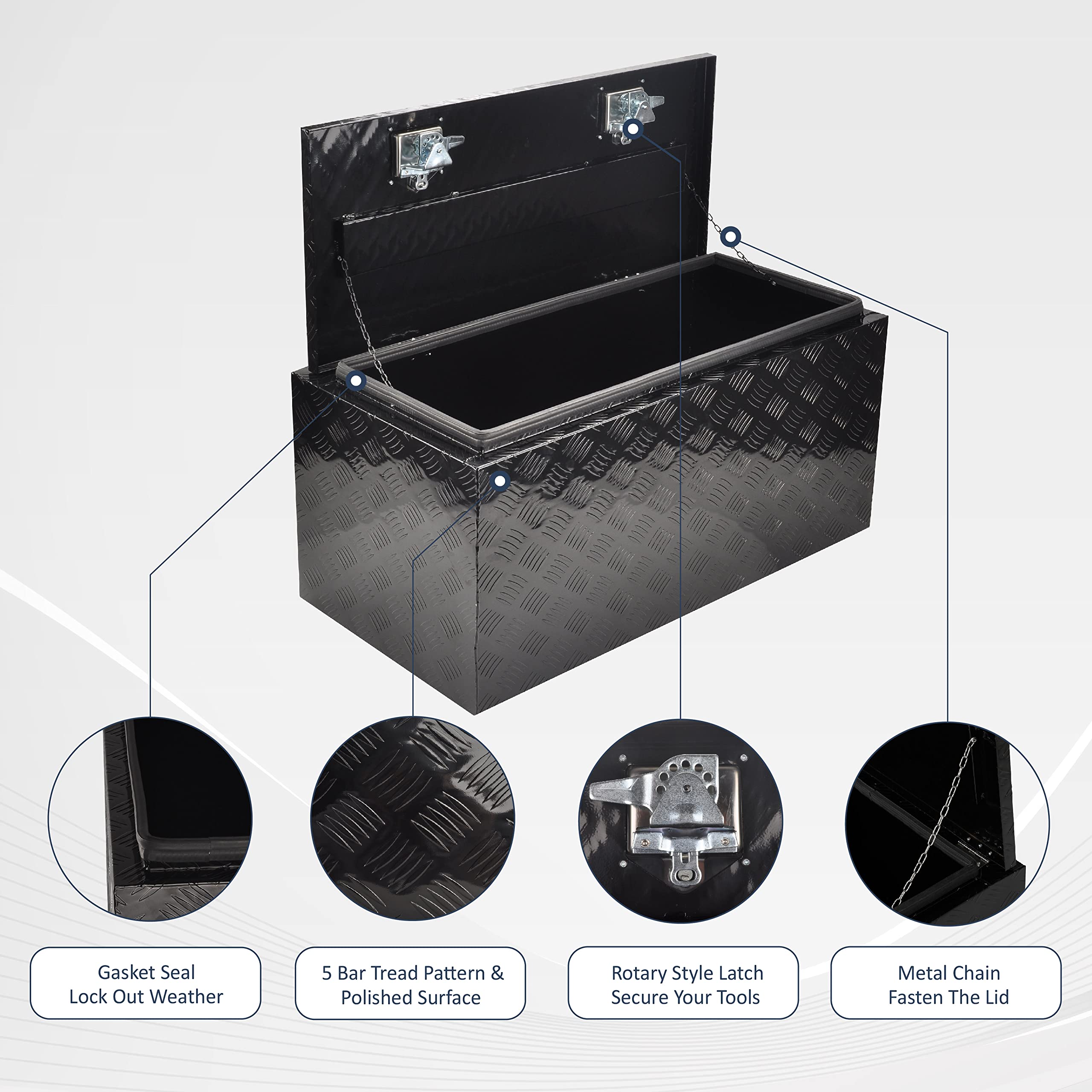 36 Inch Aluminum Truck Tool Box with T-Handle Lock - Underbed Storage Organizer for Pickup, Trailer & RV (36