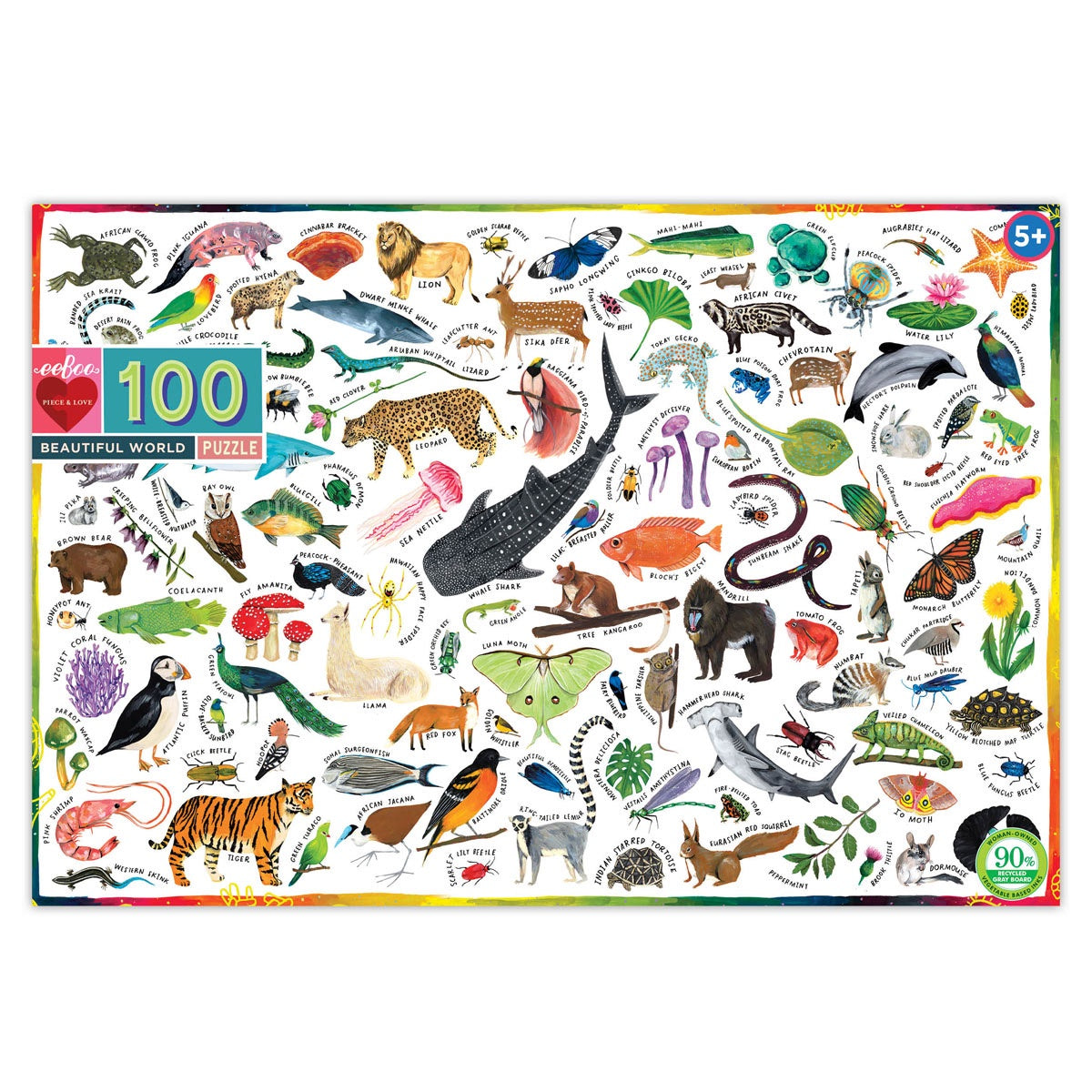 eeBoo 100 Piece Jigsaw Puzzle - Beautiful World Landscape for Kids & Adults - Perfect for Family Game Night & Educational Play