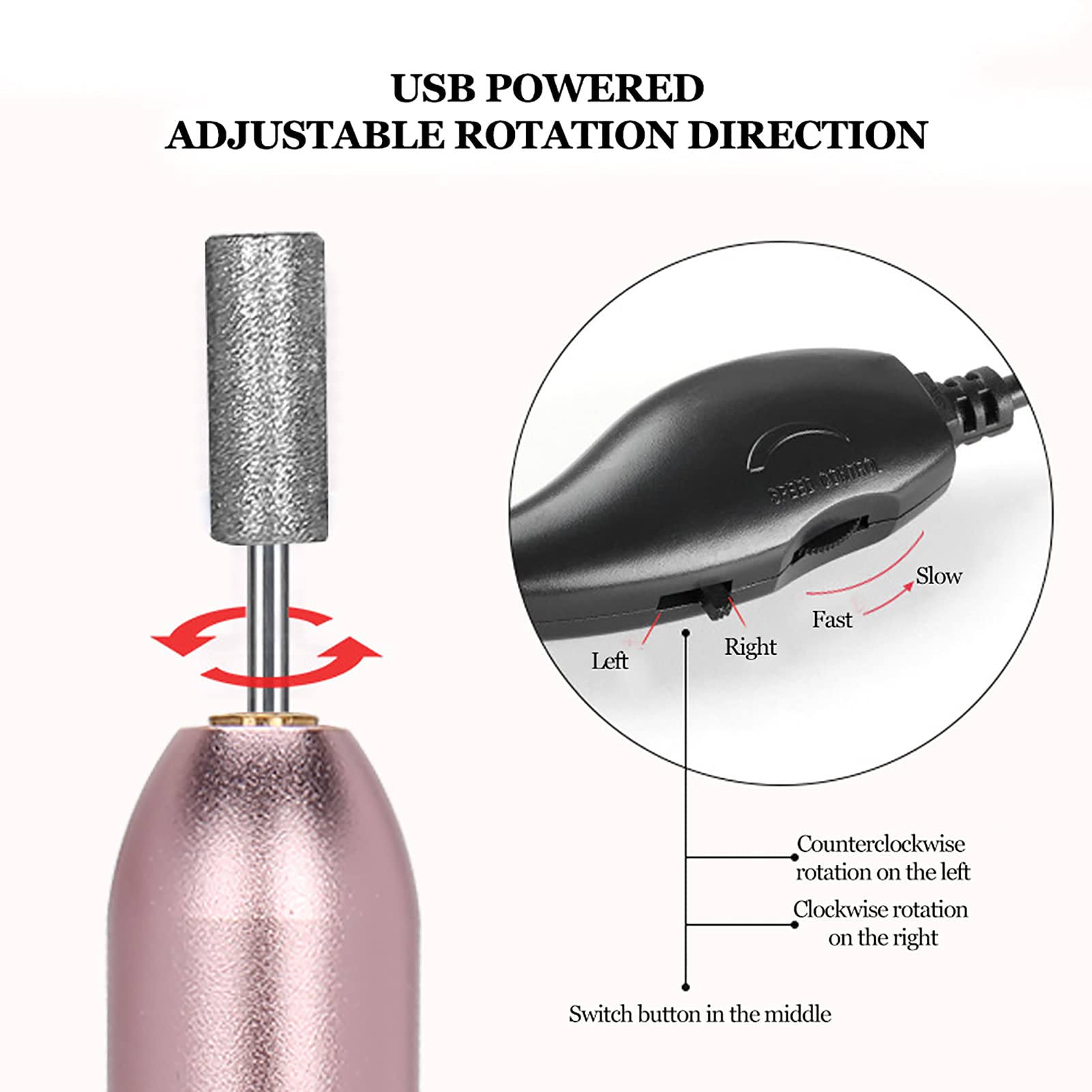 Professional Nail Drill Machine 15000RPM with USB Charging - Electric Nail File for Home, Beauty Salon & Nail Salon - Perfect for Manicures, Pedicures & Nail Art