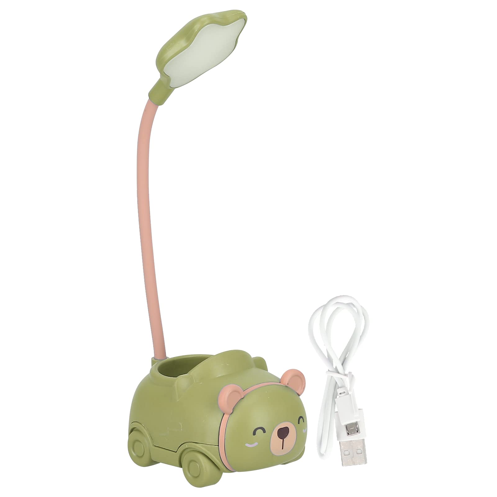 YOUTHINK LED Desk Lamp - Foldable 360° Adjustable Eye Protection Reading Light with Built-in 400mAh Battery & Pen Holder, Cute Study Lamp for Students & Kids (Green) - Perfect for Homework, Reading & Nighttime Studying