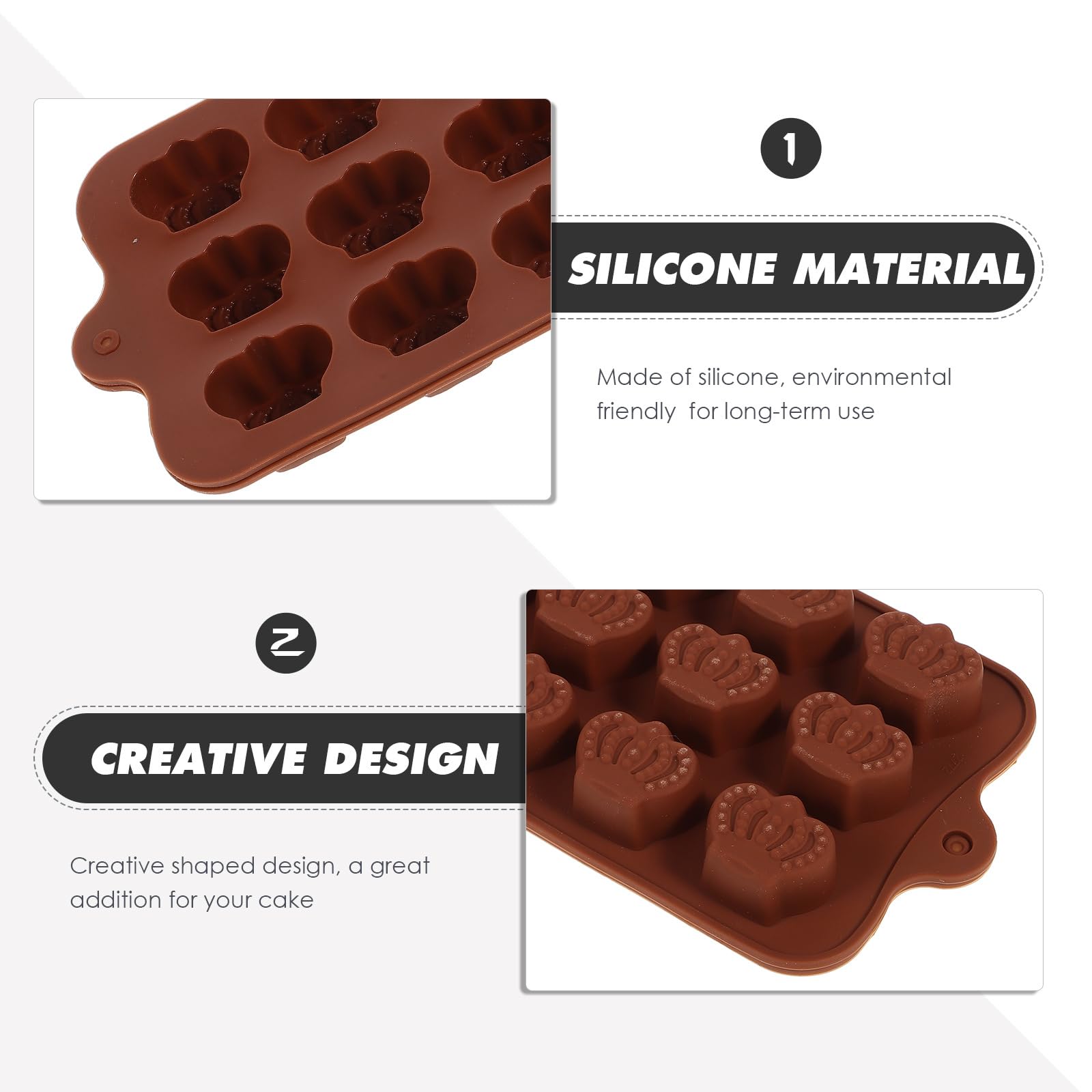 2-Piece Silicone Candy Molds Set - Crown Shaped Chocolate, Gummy, Soap & Crayon Molds - BPA-Free Baking & Ice Cube Trays for DIY Treats - Perfect for Halloween, Christmas & Birthday Party Desserts