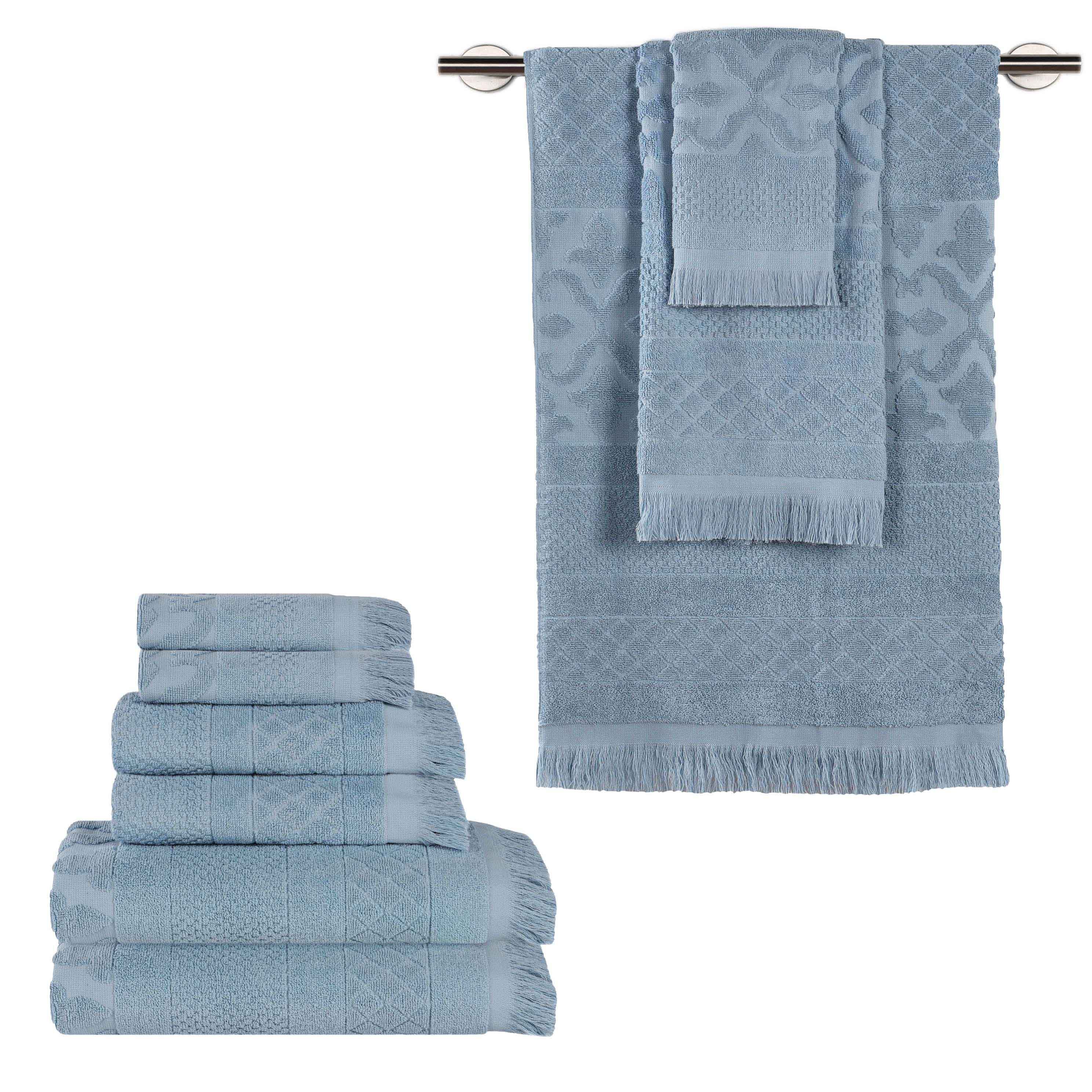 Premium 9-Piece Cotton Geometric Jacquard Towel Set - Ultra Soft, Absorbent & Plush - Perfect for Bathroom, Spa & Luxury Home Decor