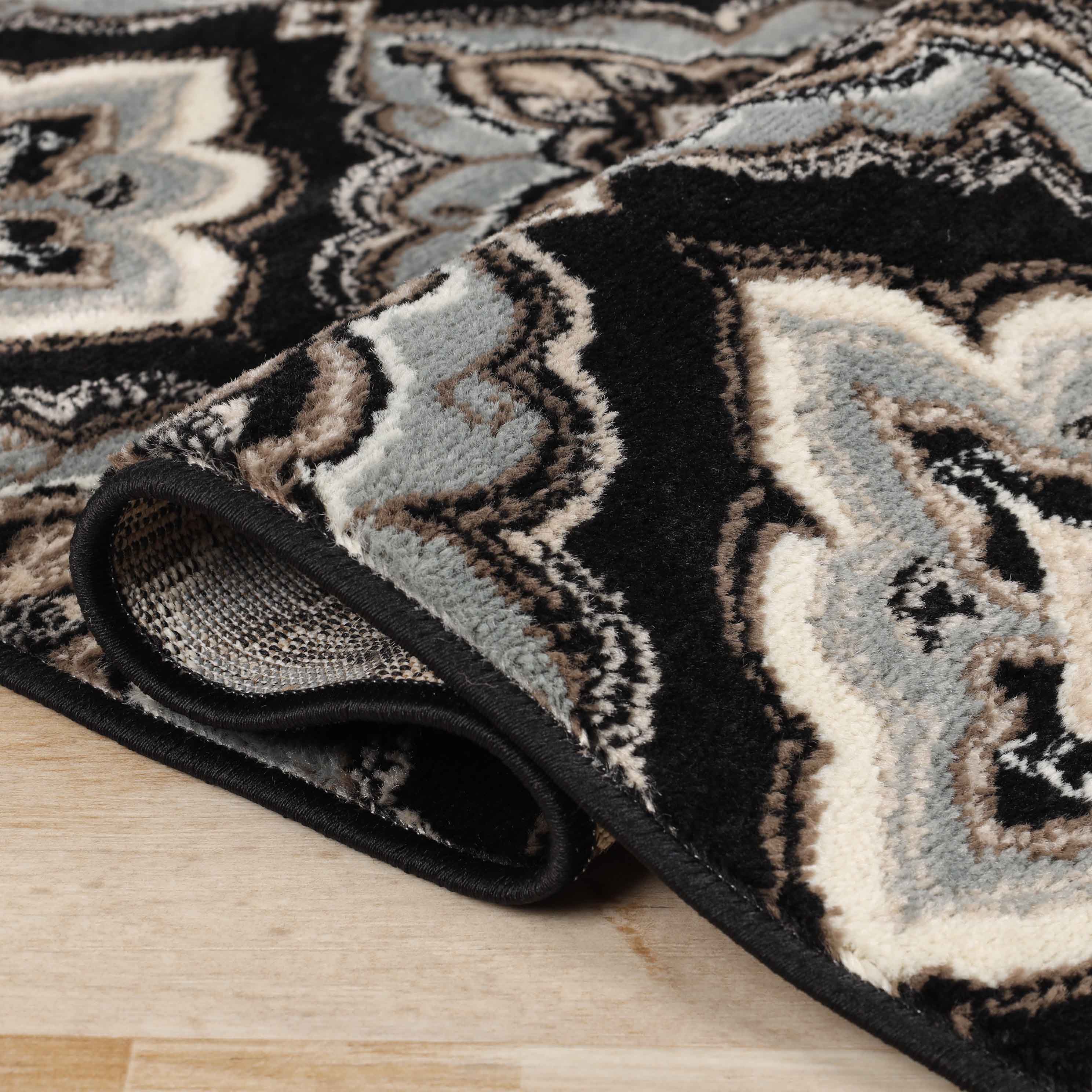Elegant Crawford Floral Medallion Area Rug - Non-Slip Indoor Bohemian Decor Rug for Living Room, Bedroom & Dining Room