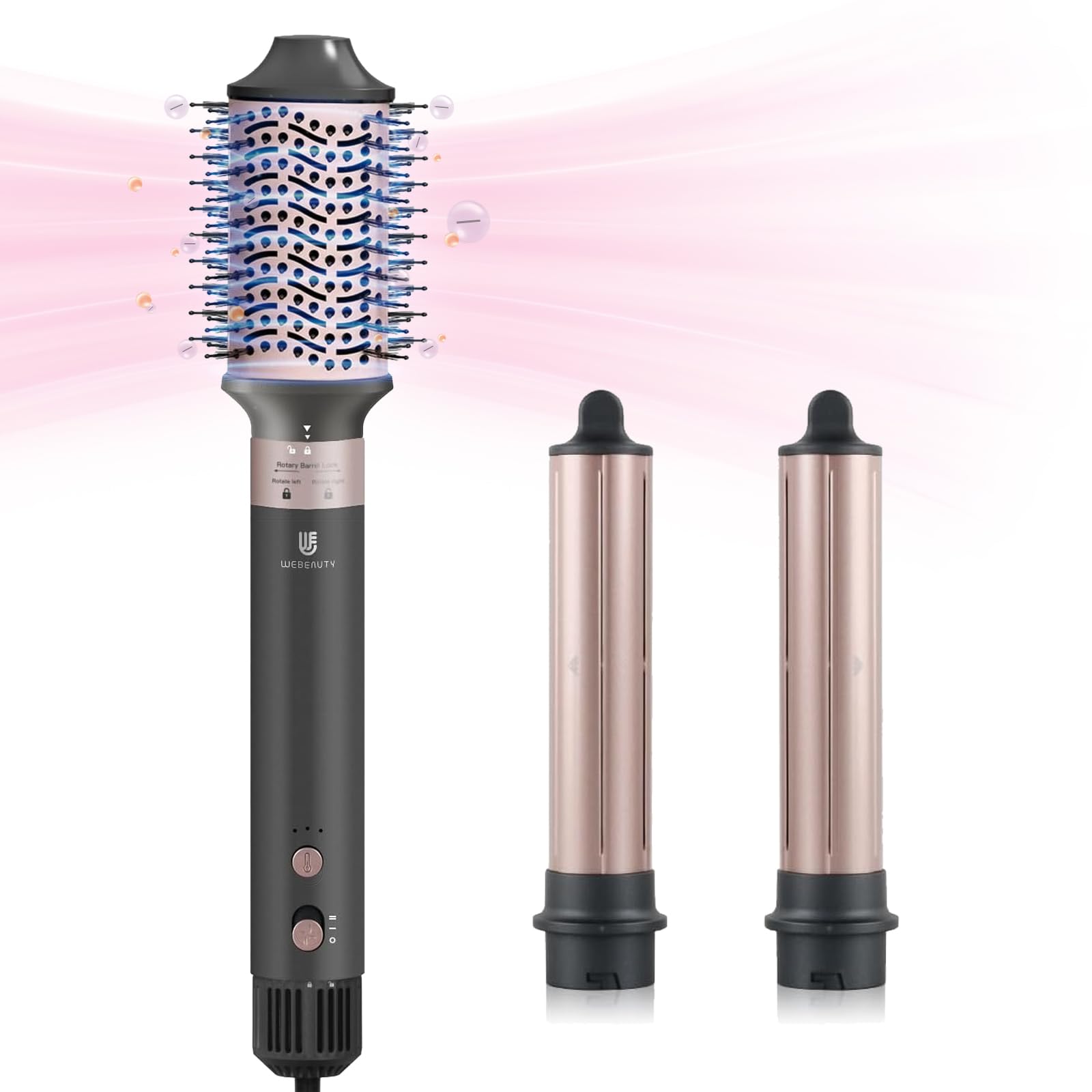 Hot Air Styler Blow Dryer Brush - Negative Ionic Hair Curler for Volumizing, Straightening & Curling | 3-in-1 Multi Styler for Straight, Wavy & Curly Hair | Perfect for Home Use, Travel & Salon Styling (Black)