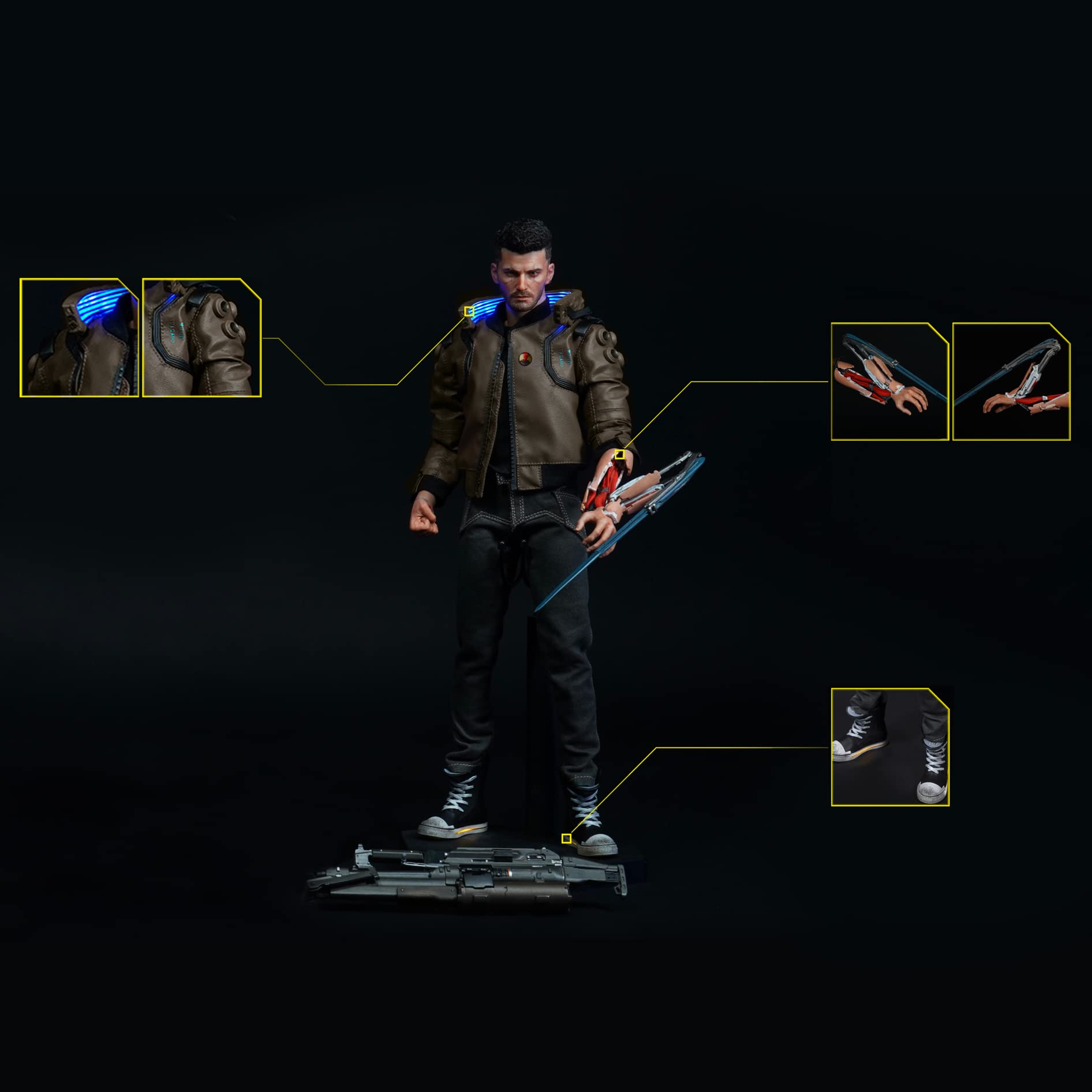 Cyberpunk 2077 V Male 1/6 Scale PVC Articulated Action Figure Collectible - Perfect for Gaming Display, Anime Collection & Cosplay Props