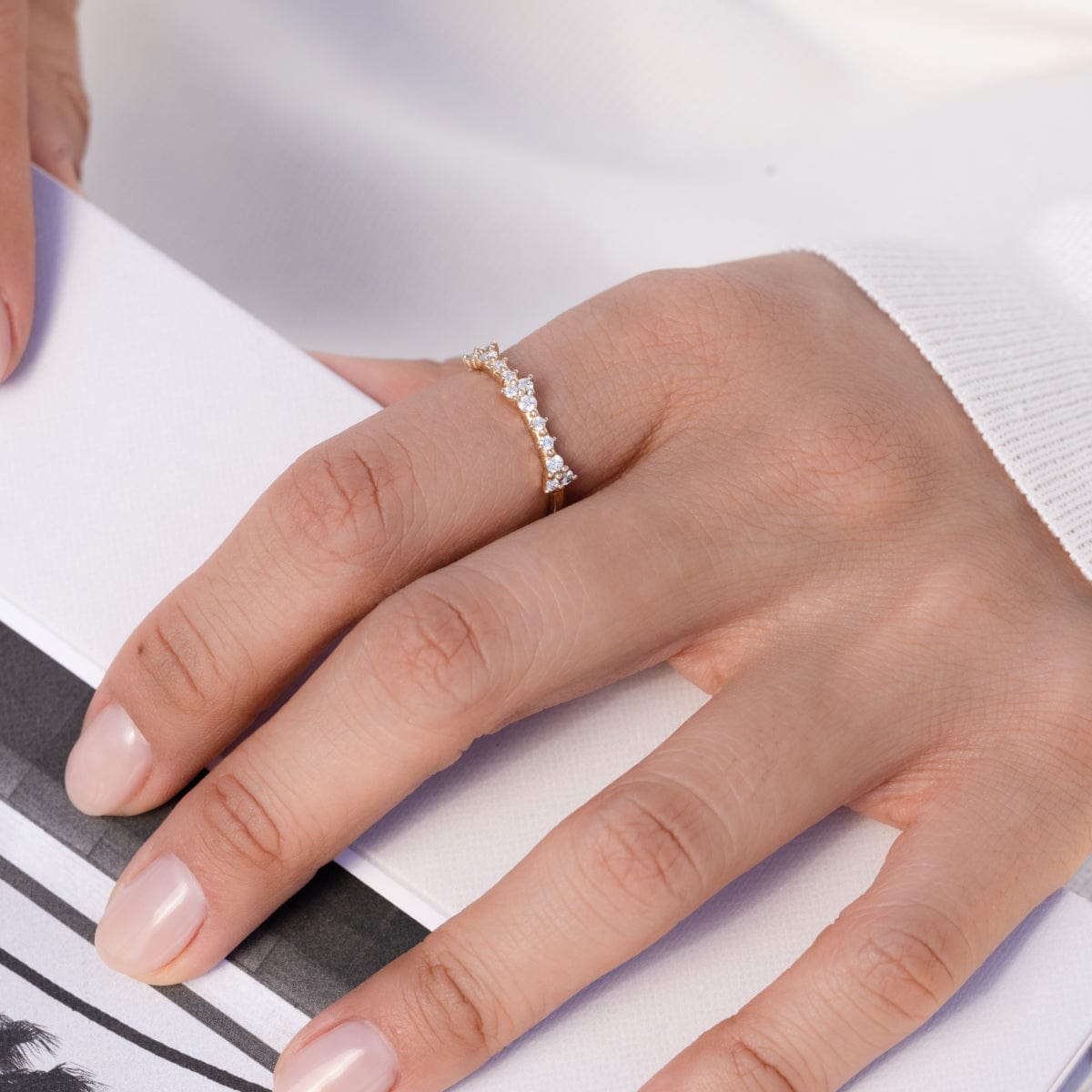 Exquisite 14K Gold Diamond Trio Ring for Women - Elegant Stackable Wedding Band, Anniversary Gift - Perfect for Engagements, Bridal Jewelry & Special Occasions