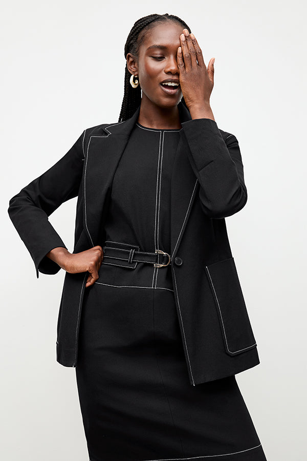 Grenville Jacket - Eco-Friendly Contrast Stitch Denim Alternative in Black | Stylish Outerwear for Casual & Outdoor Activities