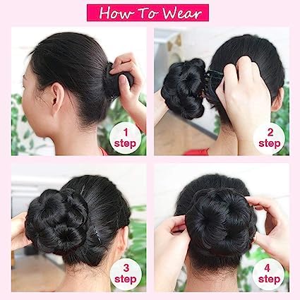 D-DIVINE Clip In Synthetic Hair Extensions for Girls - 1PC Brown Fake Hair Bun Updo Accessories | Easy Bun Maker for Quick Hairstyles | Perfect for Parties, Weddings & Everyday Wear