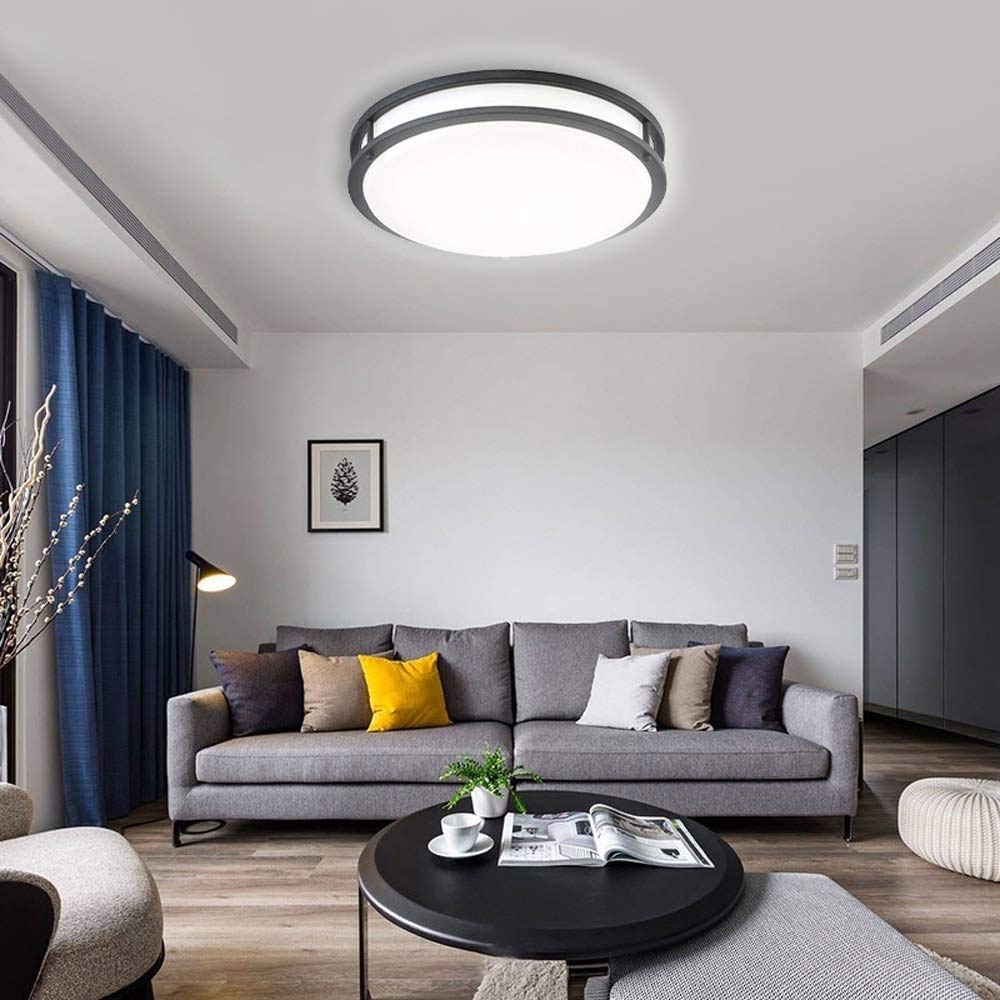 16 Inch Flush Mount LED Ceiling Light Fixture - 25W 1750LM Adjustable Color Temperature (2700K-5000K) - Dimmable Round Ceiling Lamp - ETL Certified for Hallway, Bathroom, Kitchen, Bedroom - Perfect for Modern Home Lighting (Silver)