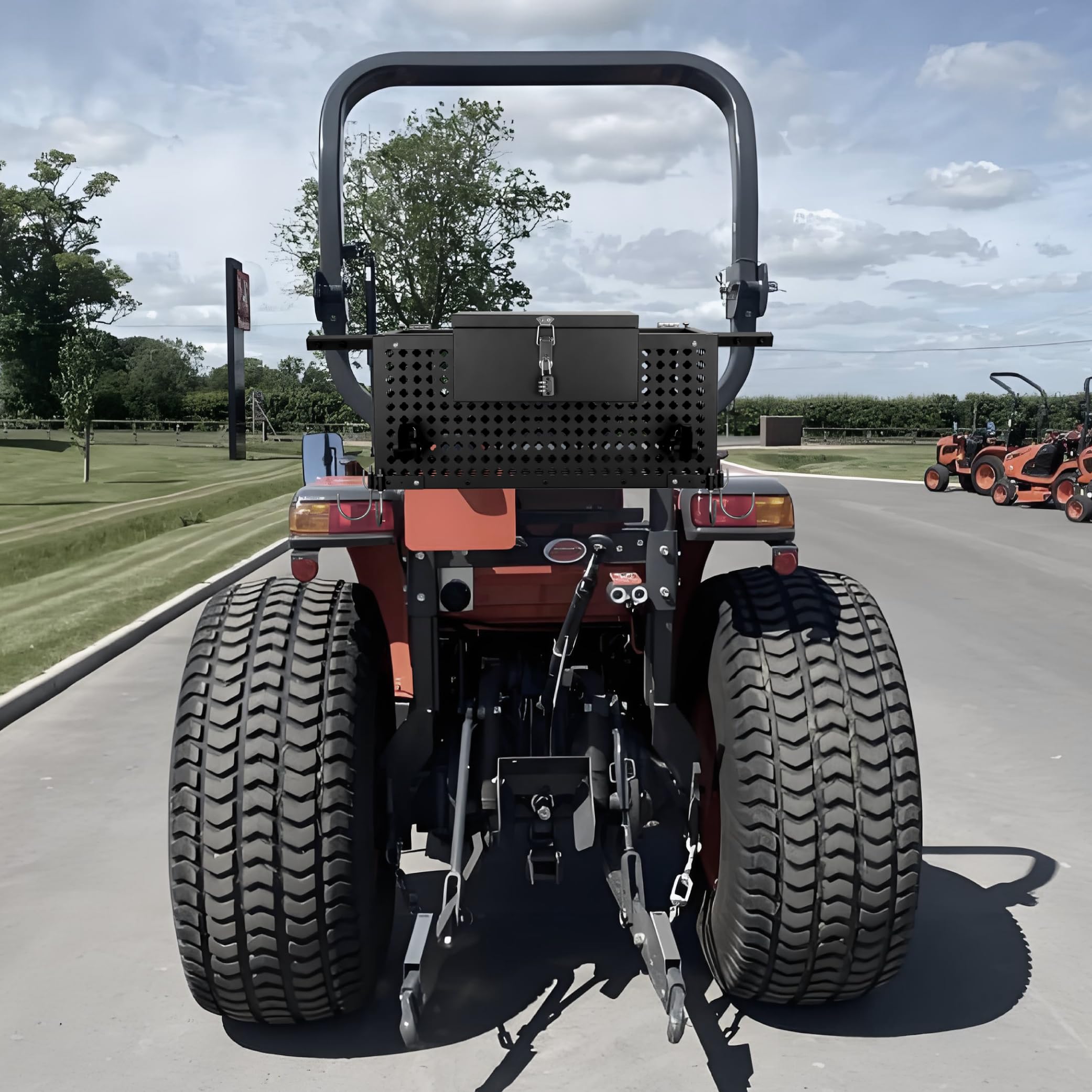 Heavy Duty Universal Tractor Tool Box Tray - 24x10x10in Steel Tractor Basket Attachment for John Deere, Kubota & More | Perfect for Farm Tools, Equipment Storage & Field Work Organization