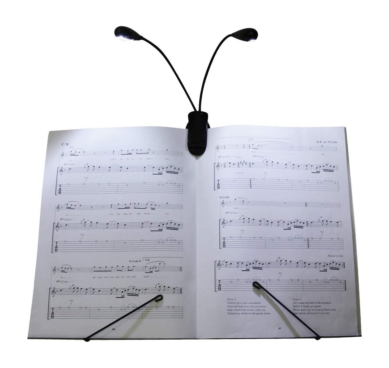 8LED Dimmable Rechargeable Book Light with 2 Adjustable Arms & 5 Lighting Modes - Clip On Reading Light for Books, Music Stands, Bedside & Travel - Perfect for Night Reading, Studying & Camping (Battery Included)
