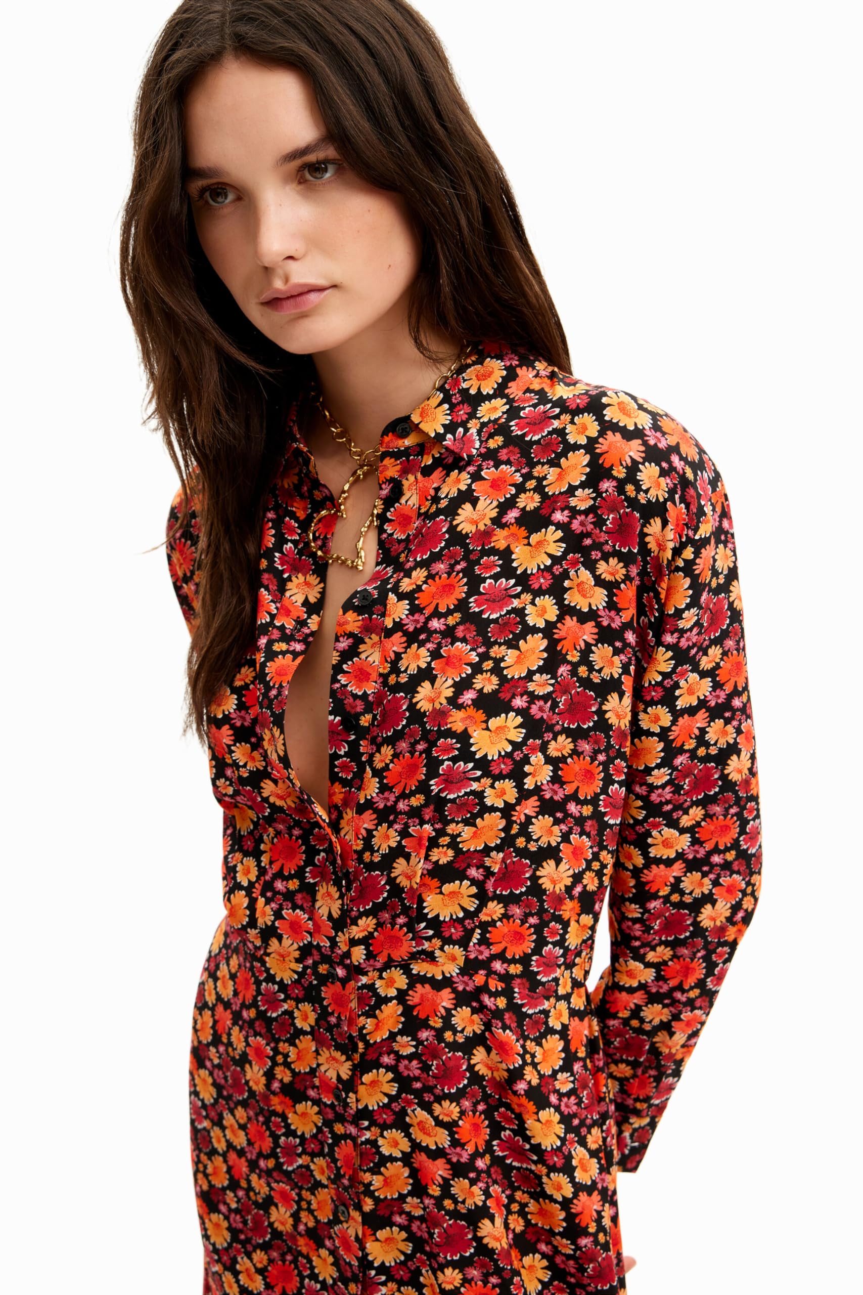 Desigual Women's Long Sleeve Floral Print Dress - Elegant & Comfortable for Work, Party & Date Night