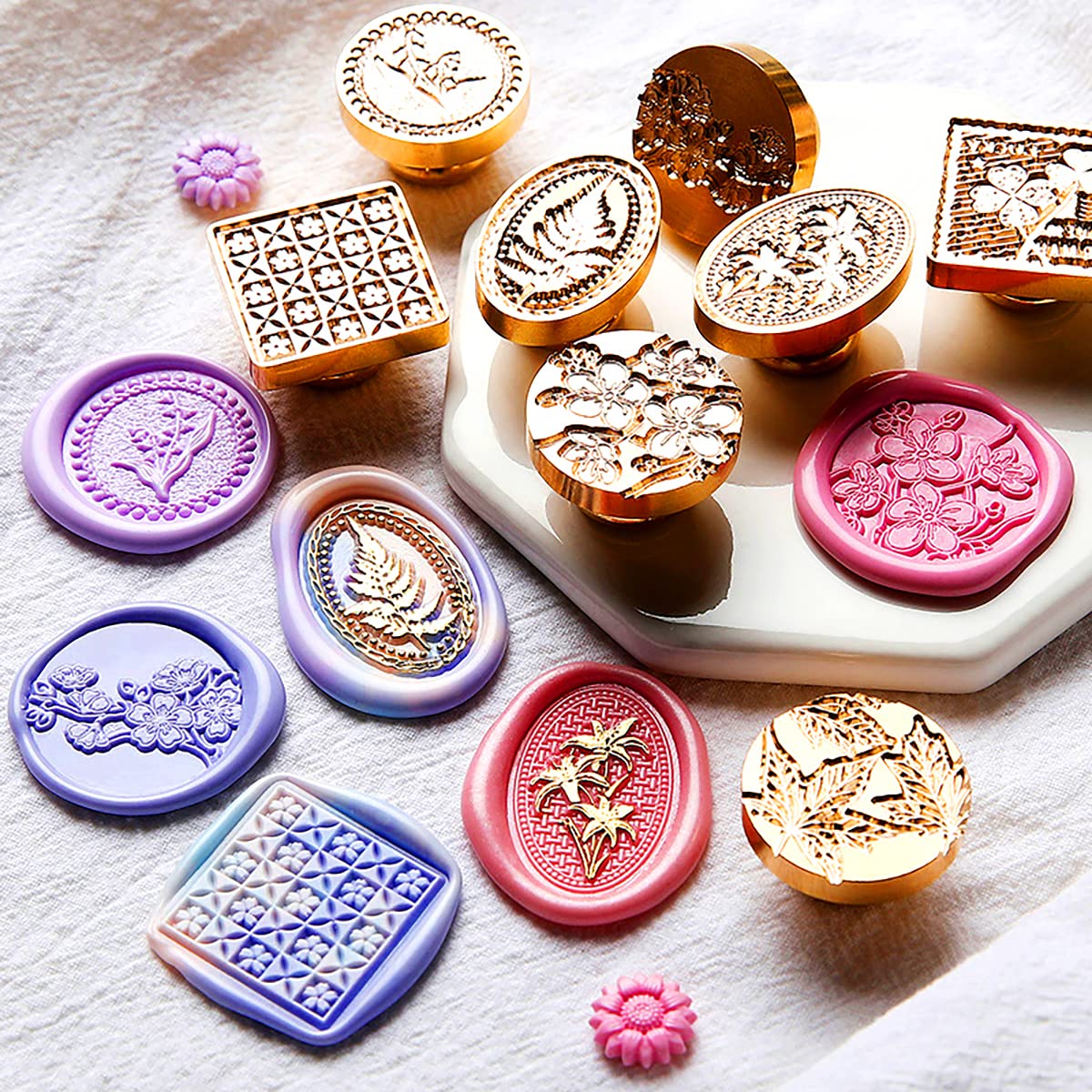 Personalized Wax Seal Stamp Kit - Custom Initials & Date, Diamond Floral Wedding Design for Invitations, Letters, Envelopes & DIY Crafts - Perfect for Weddings, Anniversaries & Special Occasions