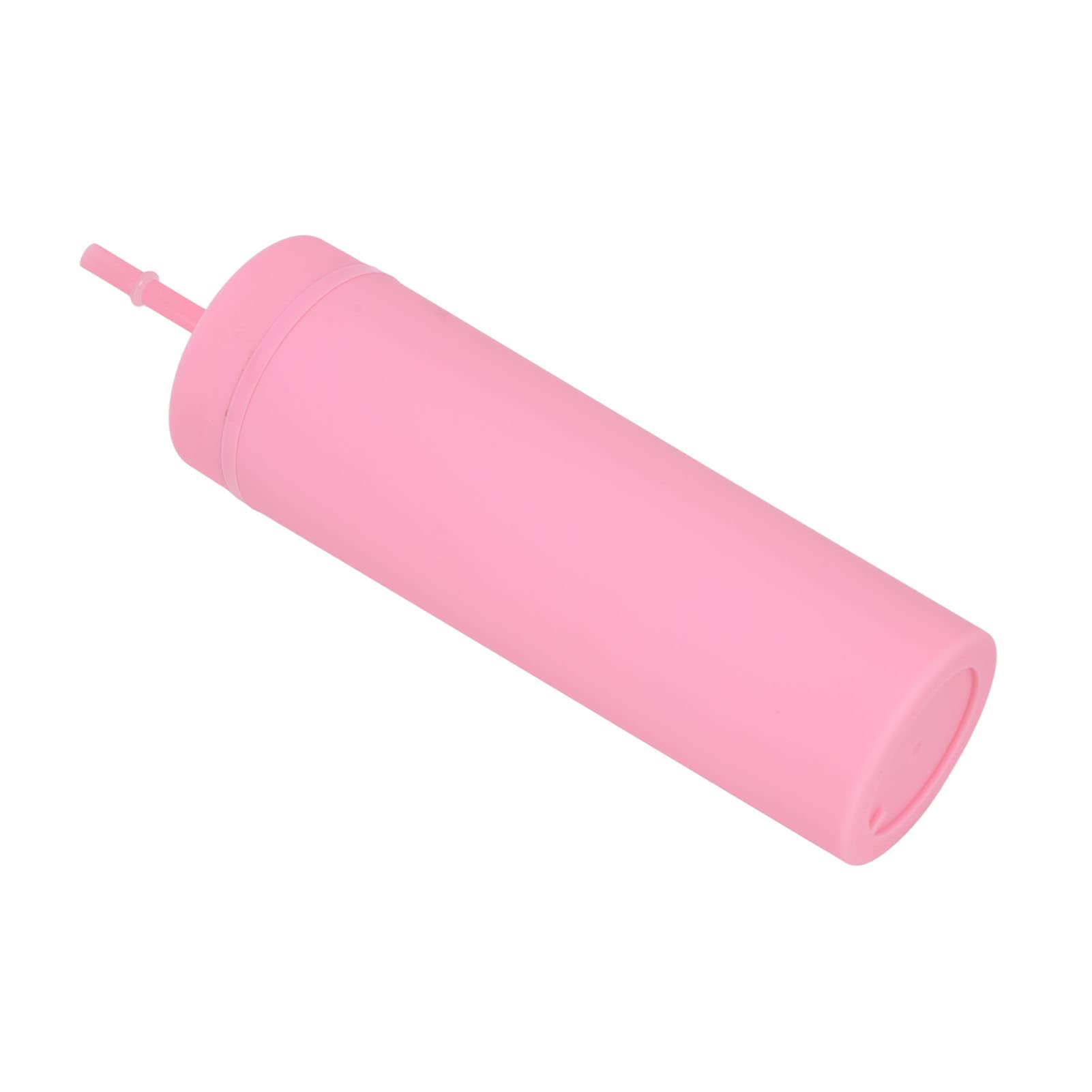 Lightweight Plastic Cups with Straws - Pink Cylindrical Drinking Cups for Camping, Beach, Picnics & Outdoor Activities | Reusable Travel Tumblers for Cold Beverages