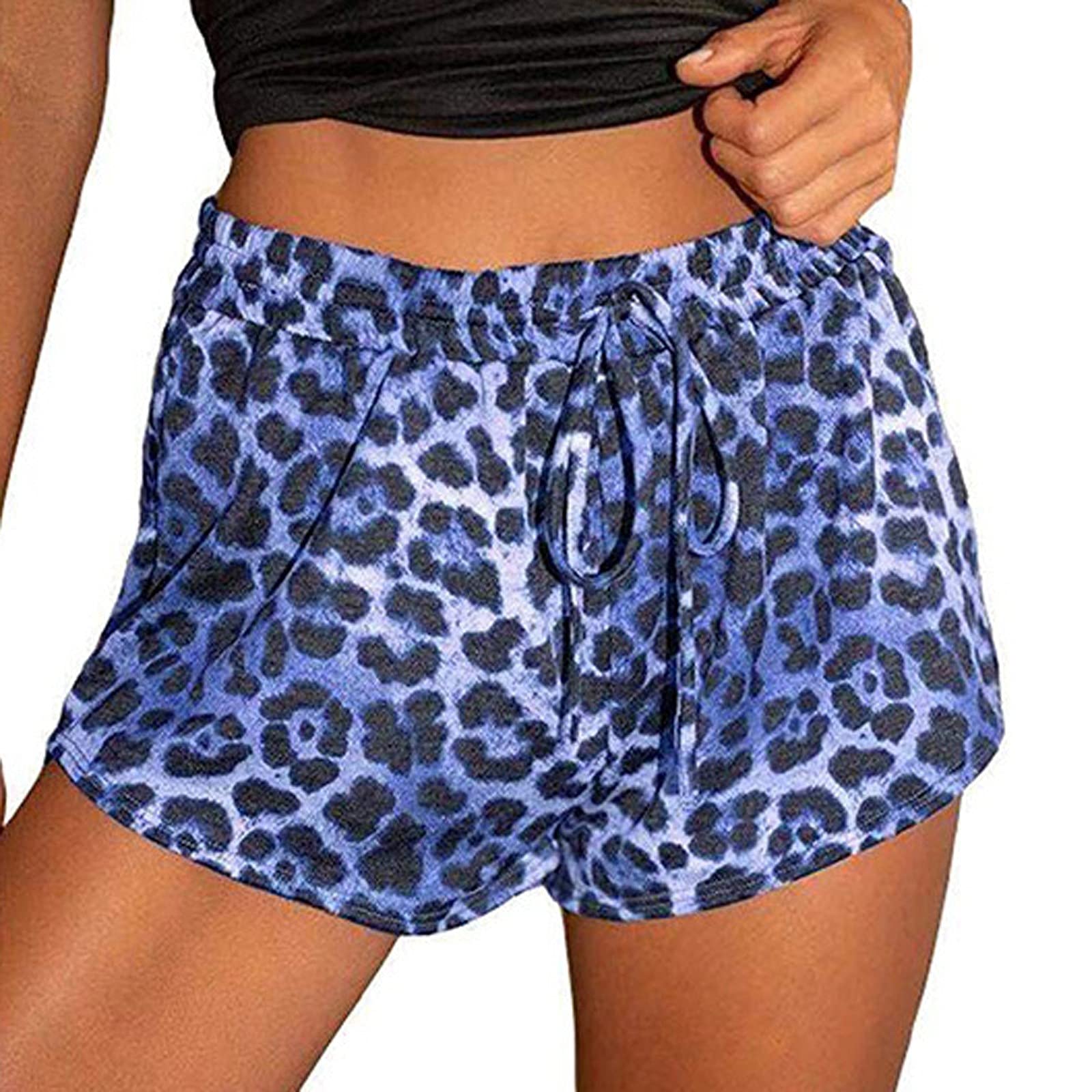 TIMEMEANS Women's Leopard Print Athletic Pants with Drawstring Waist & Hidden Pockets - Comfortable Workout, Yoga, Running, and Beach Casual Wear