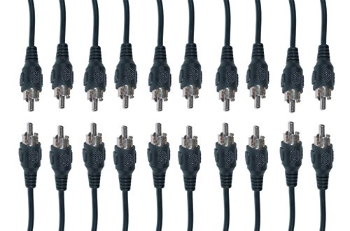 10-Pack 6 Feet RCA Male to Male Audio/Video Cables - High-Quality AV Cable for Home Theater, Gaming, TV & Stereo Systems - Durable Gold-Plated Connectors (CNE461392)