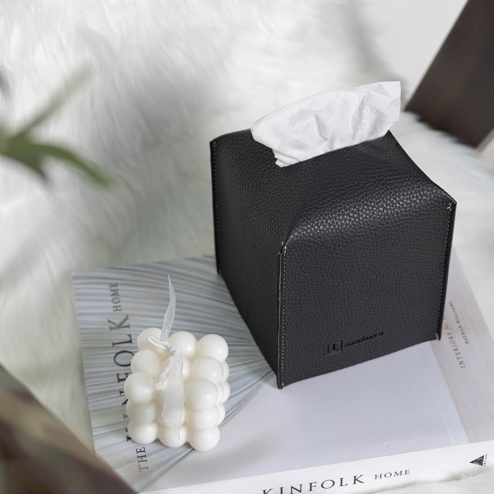 Premium PU Leather Tissue Box Cover Holder - Modern Decorative Storage for Facial Tissues | Stylish Home, Office & Bathroom Vanity Organizer | Perfect for Living Room, Bedside & Guest Bath Decor