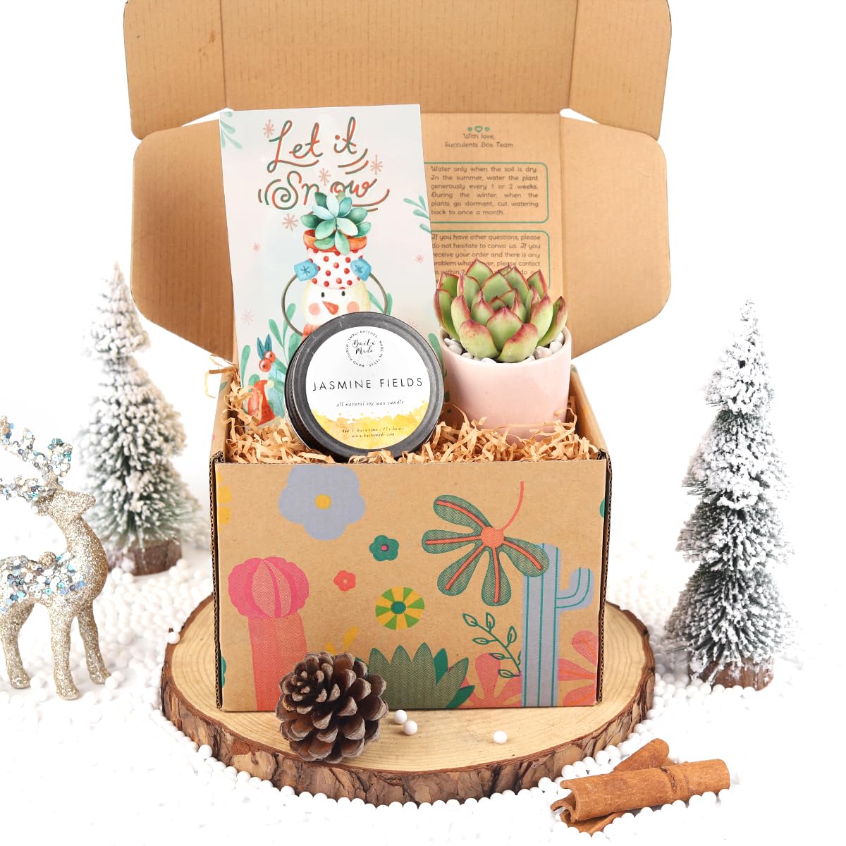 Succulent & Soy Candle Gift Box Set - Perfect Holiday Present for Him/Her - Includes Live Plant & Aromatherapy Candle with Thank You Card - Great for Birthdays, Anniversaries & Housewarming Gifts