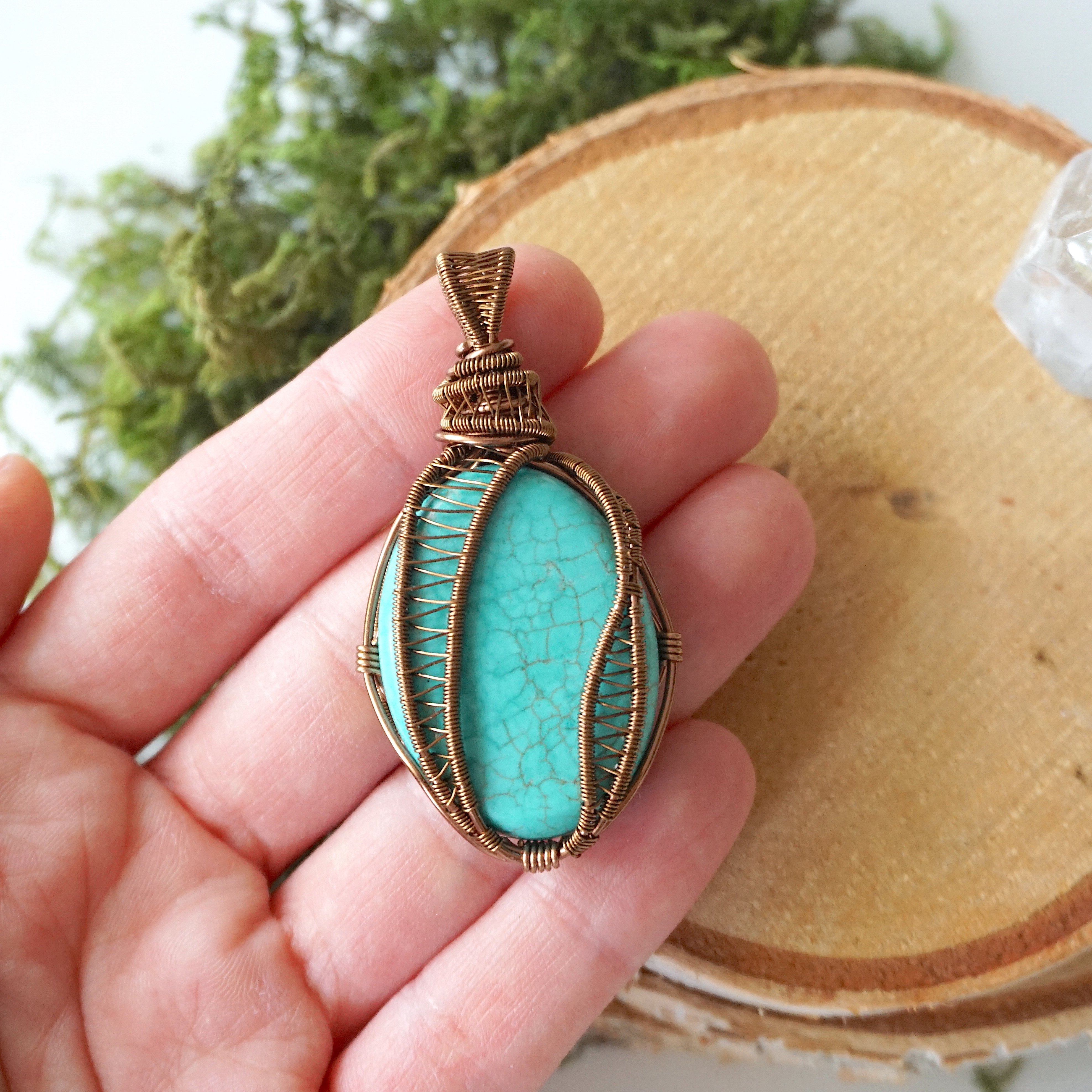 Vintage Turquoise Pendant Necklace in Antique Bronze - Boho Chic Jewelry for Women, Perfect for Casual Wear, Layering & Gift Giving