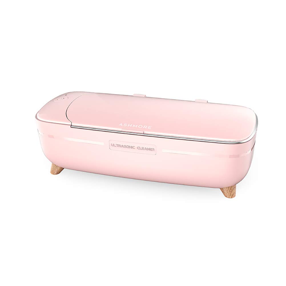CCFCF 450ml Portable Ultrasonic Cleaner - Professional Stainless Steel Jewelry & Eyeglass Cleaner with Low Noise - Perfect for Watches, Dentures, Rings, Earrings - Ideal for Home & Travel Use (Pink)