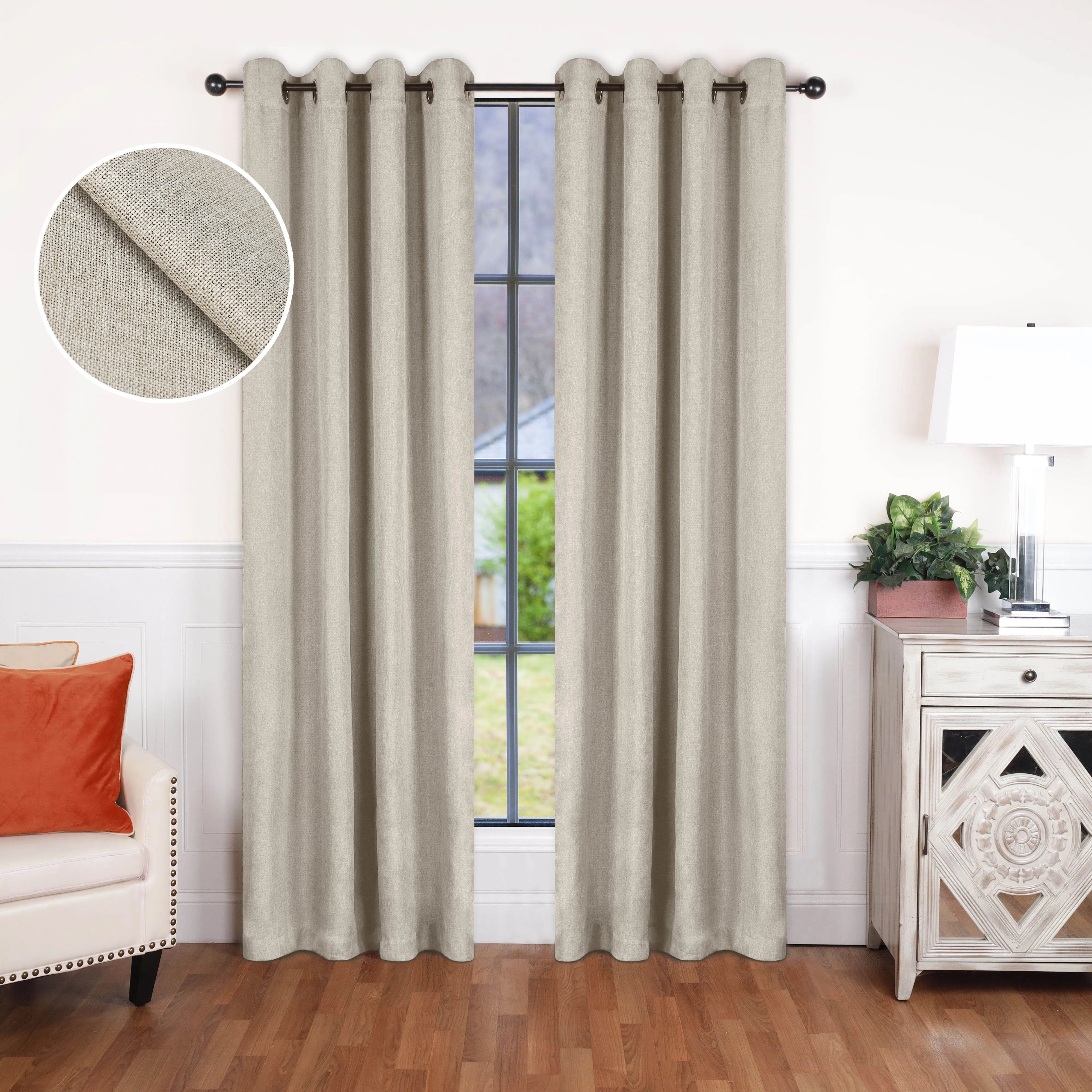 Premium Linen Blackout Curtains Set of 2 - Machine Washable, Room Darkening, Noise Reducing - Perfect for Bedroom, Nursery & Home Theater (84
