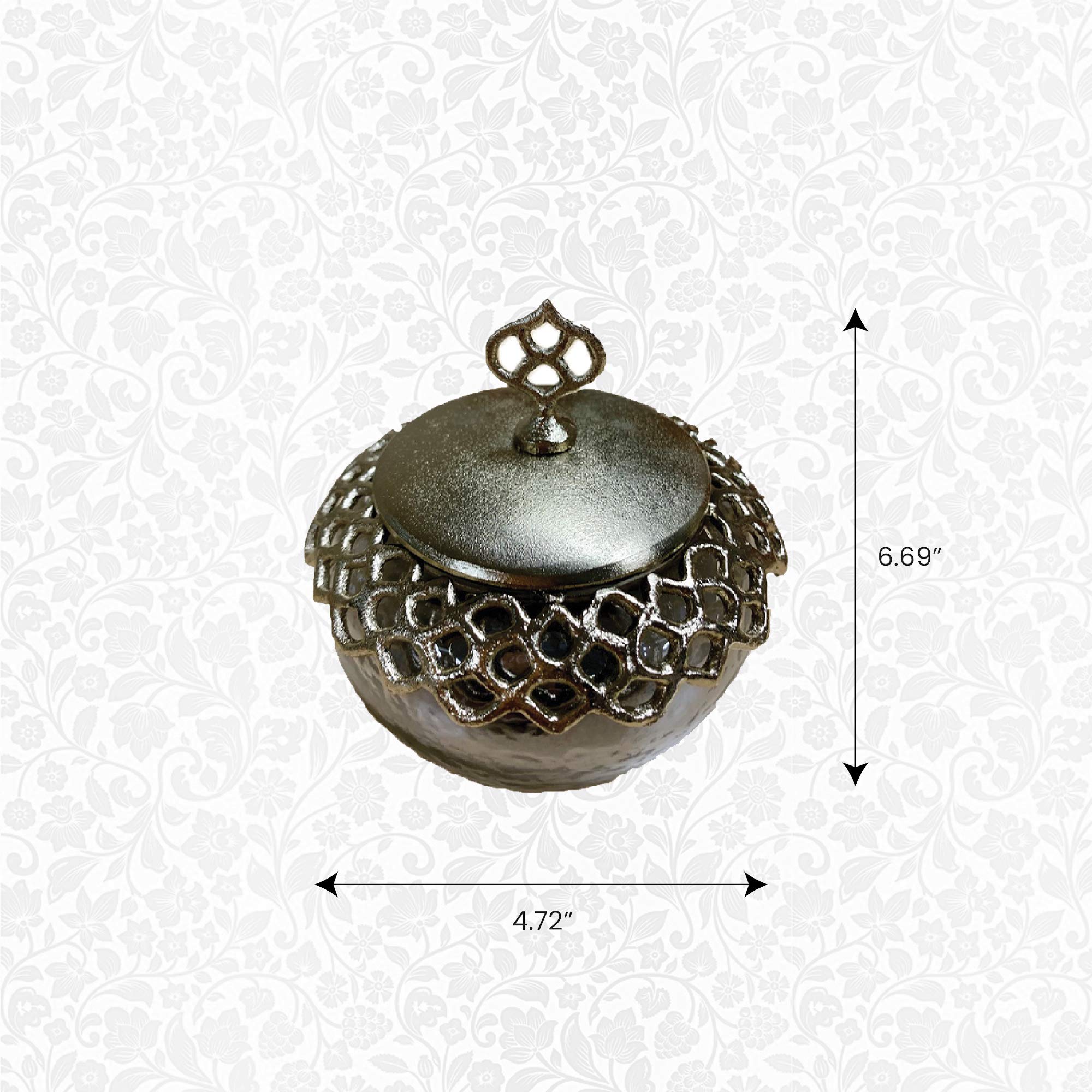 Decozen Qtips Holder & Cotton Ball Jar with Lid - Elegant Glass & Metal Organizer for Kitchen, Bathroom & Vanity Countertops | Arabesque Collection | Perfect for Makeup Storage, Bath Accessories & Home Decor