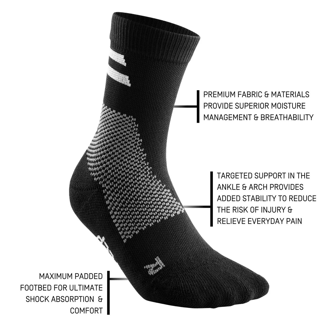 CEP Unisex Training Socks Mid Cut - Black | Performance Athletic Socks for Running, Gym & Sports | Moisture-Wicking & Arch Support