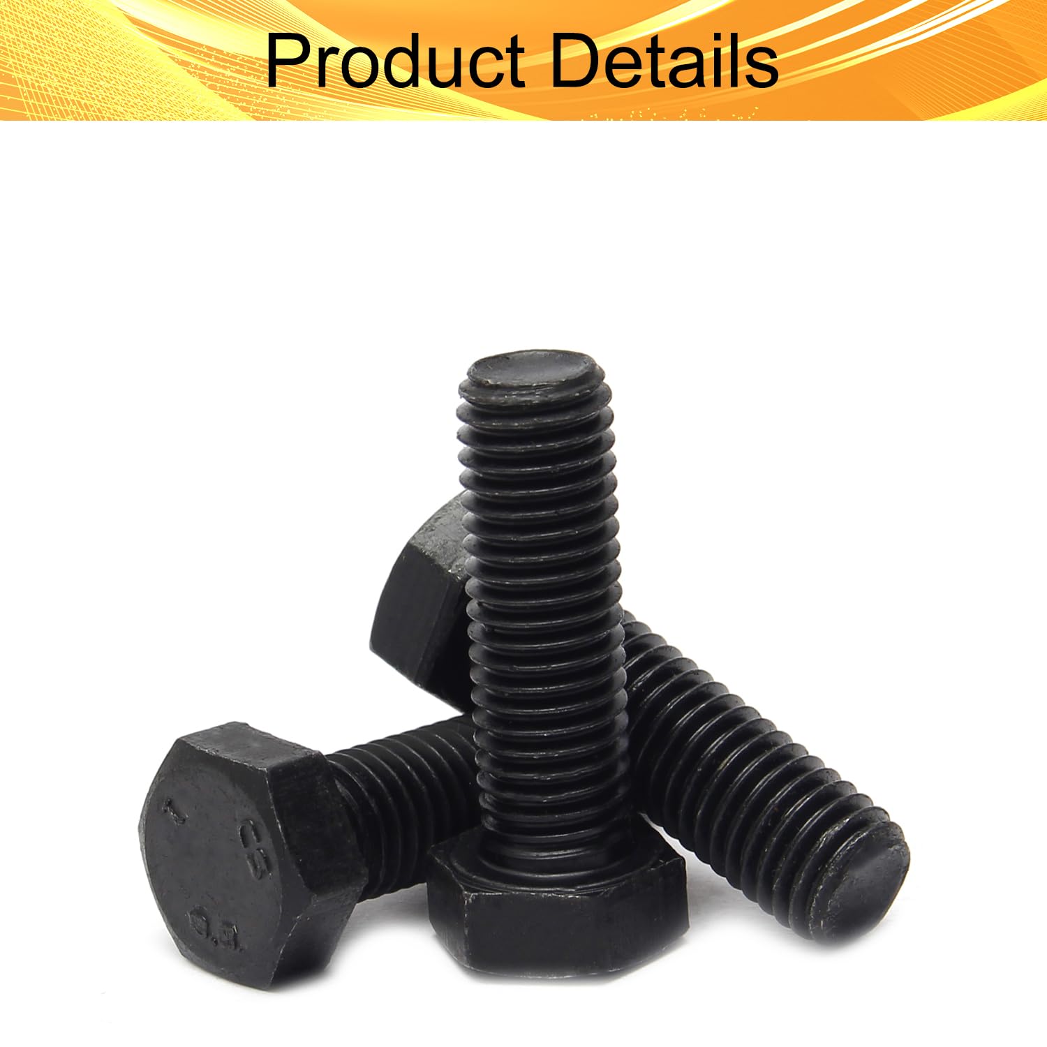 M14x45mm Hex Head Screw Bolts - Carbon Steel Fully Threaded Black Hex Tap Bolts (5PCS) - Heavy Duty Fasteners for Furniture Assembly, Machinery Repair & DIY Projects