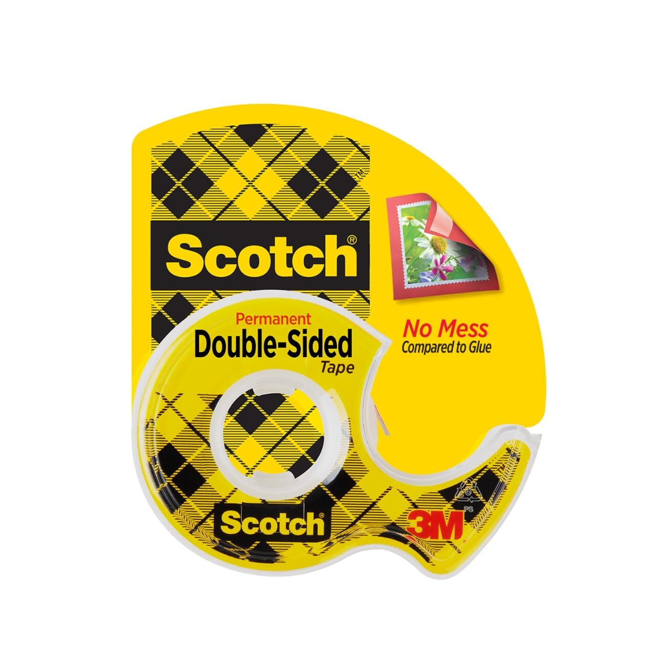 Scotch Double Sided Tape with Dispenser - 0.75 in. x 400 in. Strong Adhesive Tape for Office, School, Arts & Crafts, Scrapbooking - 1 Roll with Handy Tape Dispenser - Perfect for DIY Projects, Gift Wrapping & Home Decor
