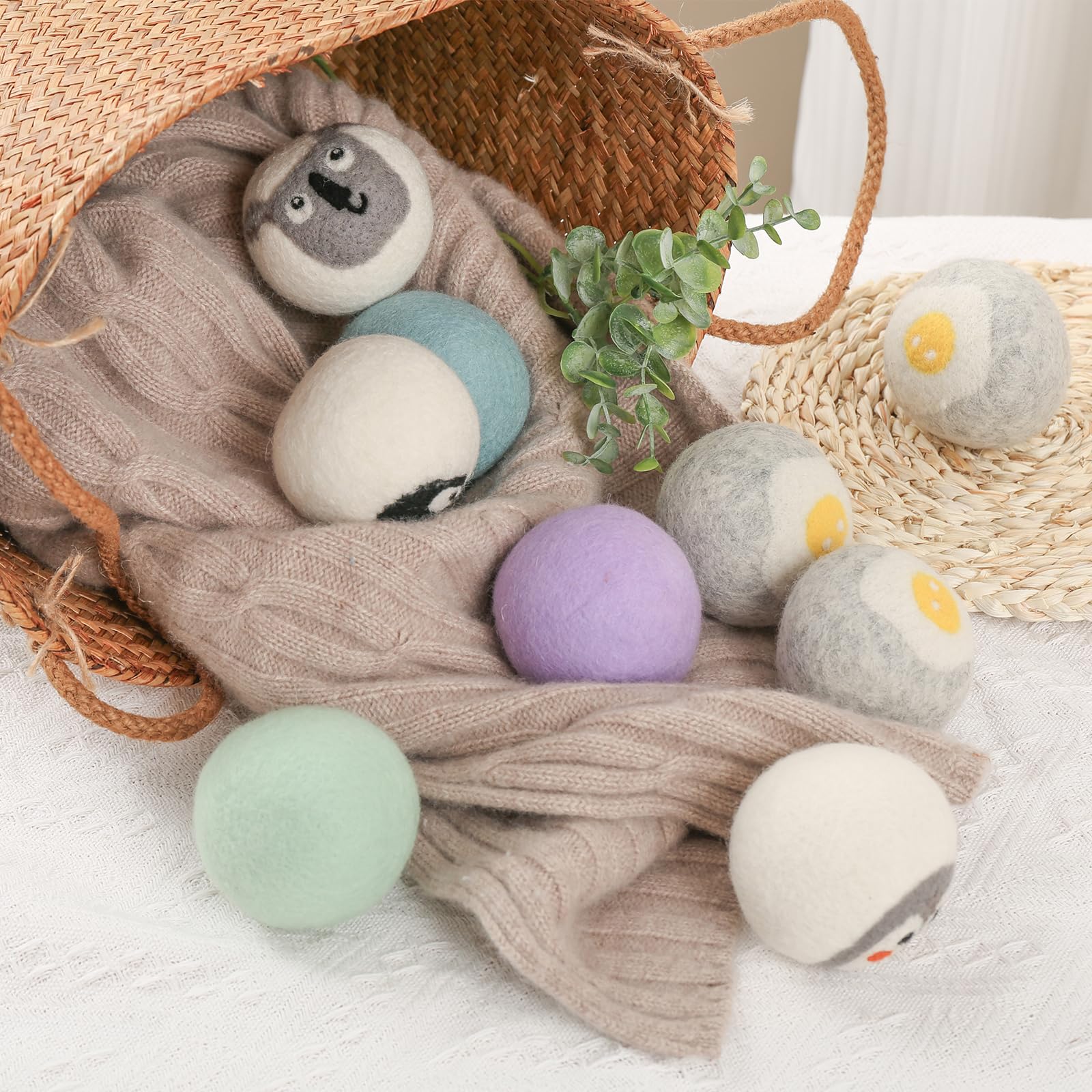 Natural New Zealand Wool Dryer Balls 3 Pack XL - Organic Fabric Softener, Handmade Reusable Laundry Helper (1000+ Loads) - Reduce Wrinkles & Drying Time - Animal Print Design for Eco-Friendly, Chemical-Free Laundry Care - Perfect for Baby Clothes, Sensitive Skin & Sustainable Home Use