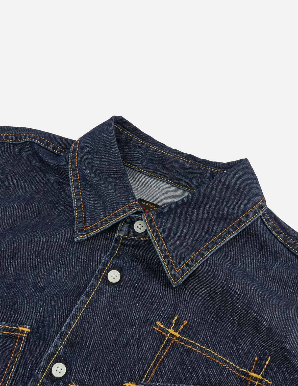 Stylish Relaxed Fit Denim Shirt with Multi-Pocket Design & Brocade Patch - Perfect for Casual Outings, Streetwear Fashion, and Everyday Comfort