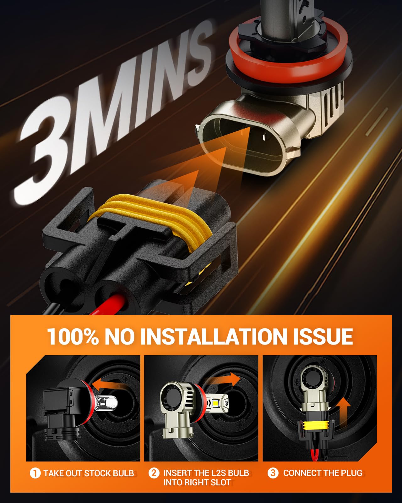 SEALIGHT H11/H8/H9 LED Bulbs - 34000LM Ultra Bright 900% Brighter Than Halogen - 6500K Cool White - Mini Size Direct Replacement - Wireless Fan Cooled Design - Plug & Play Installation - 2 Pack - Perfect for Car Headlight, Fog Light & Off-Road Lighting Upgrades