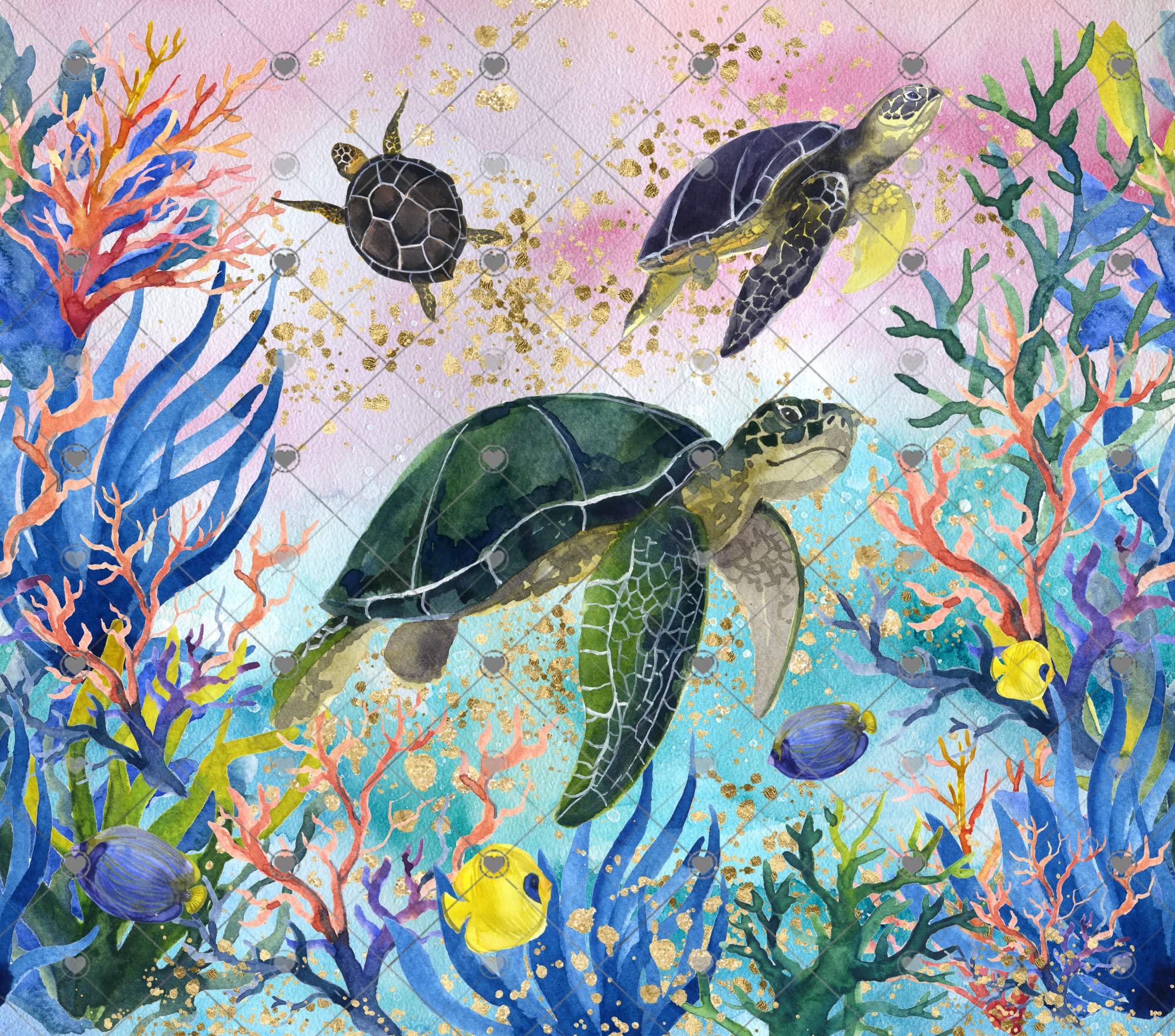 20 oz Straight Ocean Tumbler Wrap Sublimation Transfer - Sea Turtle Design - Ready to Press Heat Transfer for Beach & Marine Lovers - Perfect for DIY Tumblers, Gifts & Summer Drinkware