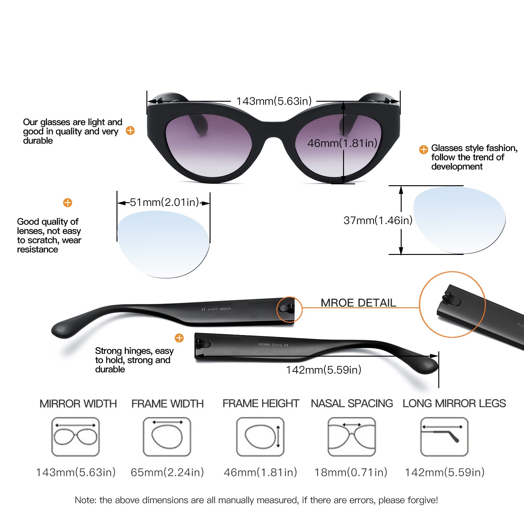 Bevi Women's Classic Cat Eye Reading Glasses - Flexible & Durable Temple Frames - Perfect for Reading, Office, and Outdoor Use