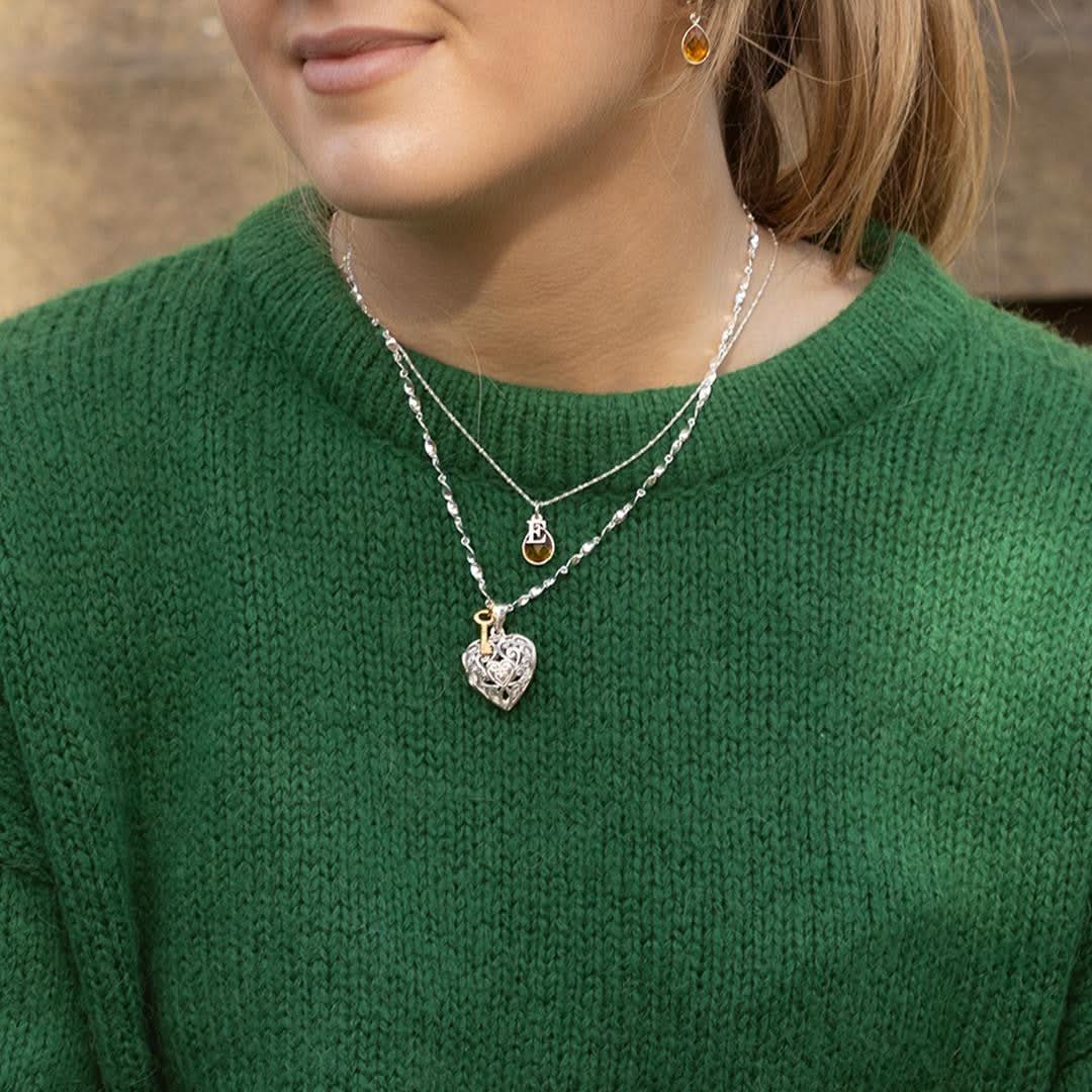 Citrine Charm Necklace in Sterling Silver | November Birthstone Jewelry | Perfect Gift for Birthday, Anniversary & Special Occasions