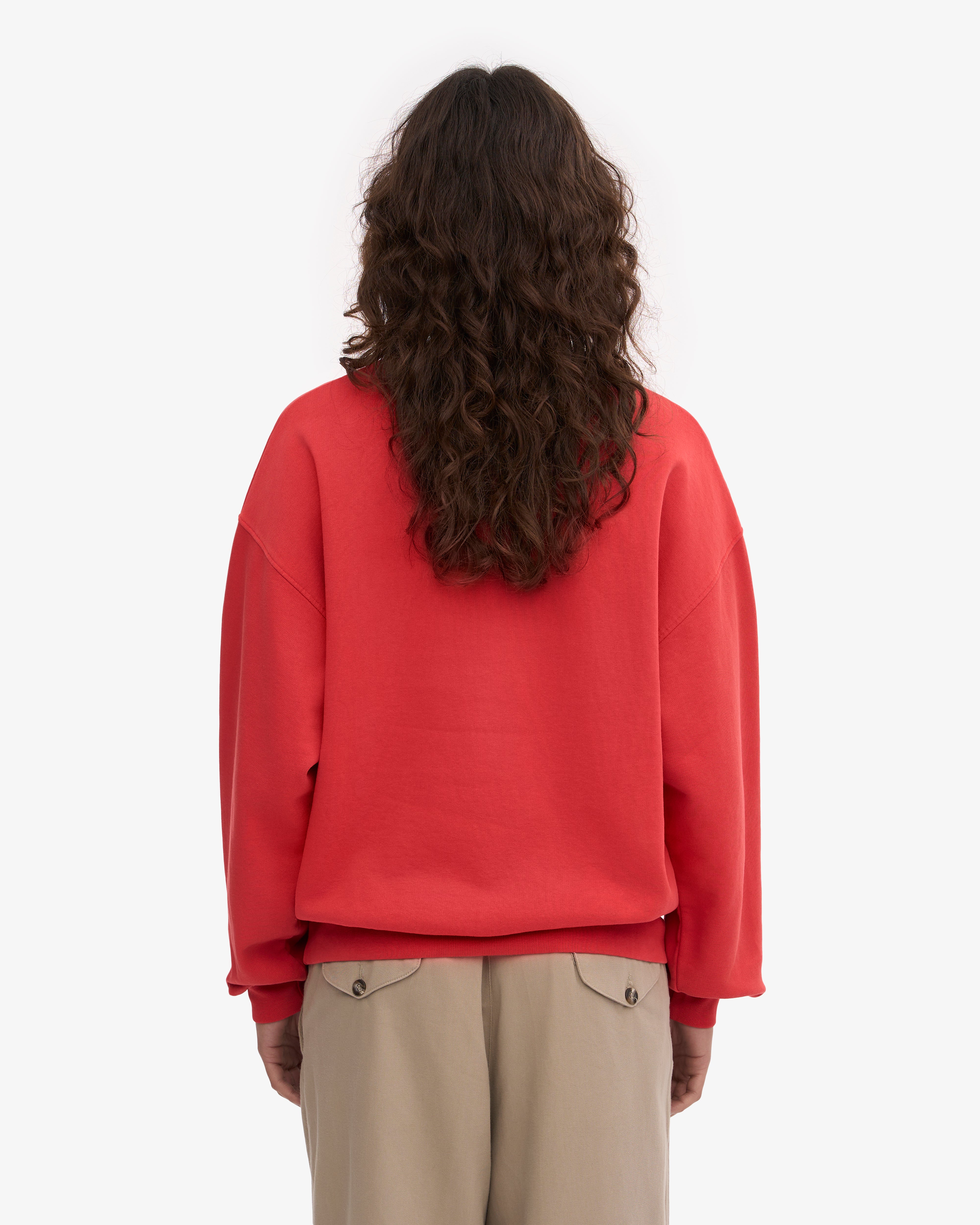 Organic Oversized Crewneck Sweatshirt - Red Tangerine Color | Soft Cotton Unisex Pullover | Perfect for Casual Wear, Lounge & Street Style