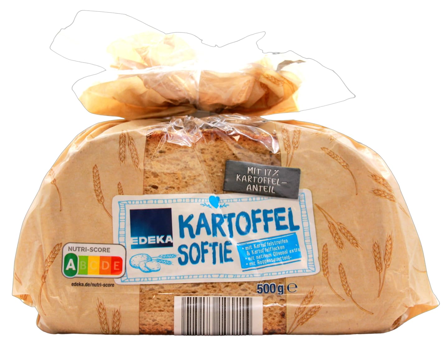 Edeka Softie Potato Wheat Mixed Bread with Potato Strips - 5 Pack (500g Each) - Perfect for Sandwiches, Breakfast & Snacks