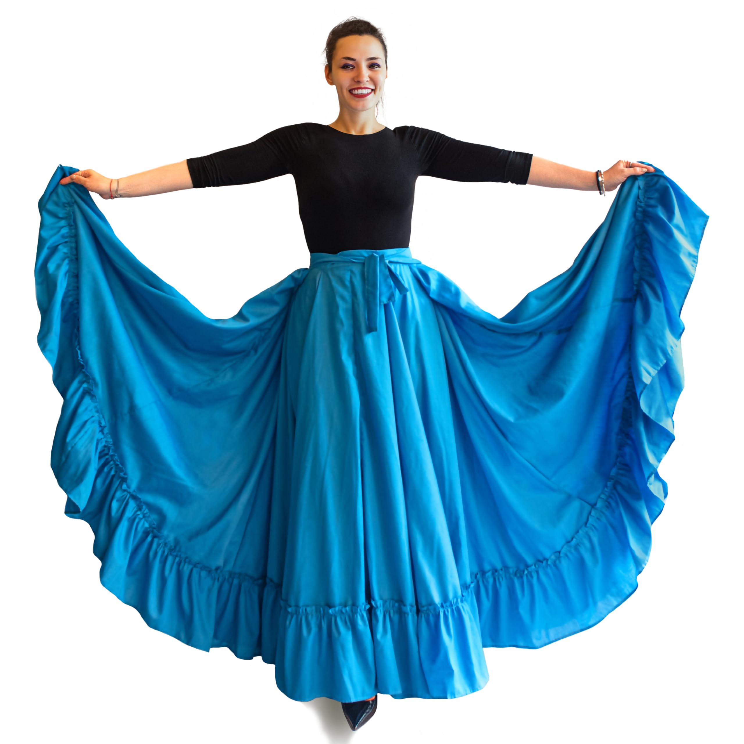 Professional Folkloric Mexican Dance Skirt for Bomba, Plena & Flamenco | Double Circle Skirt | Perfect for Performances, Practice & Cultural Events