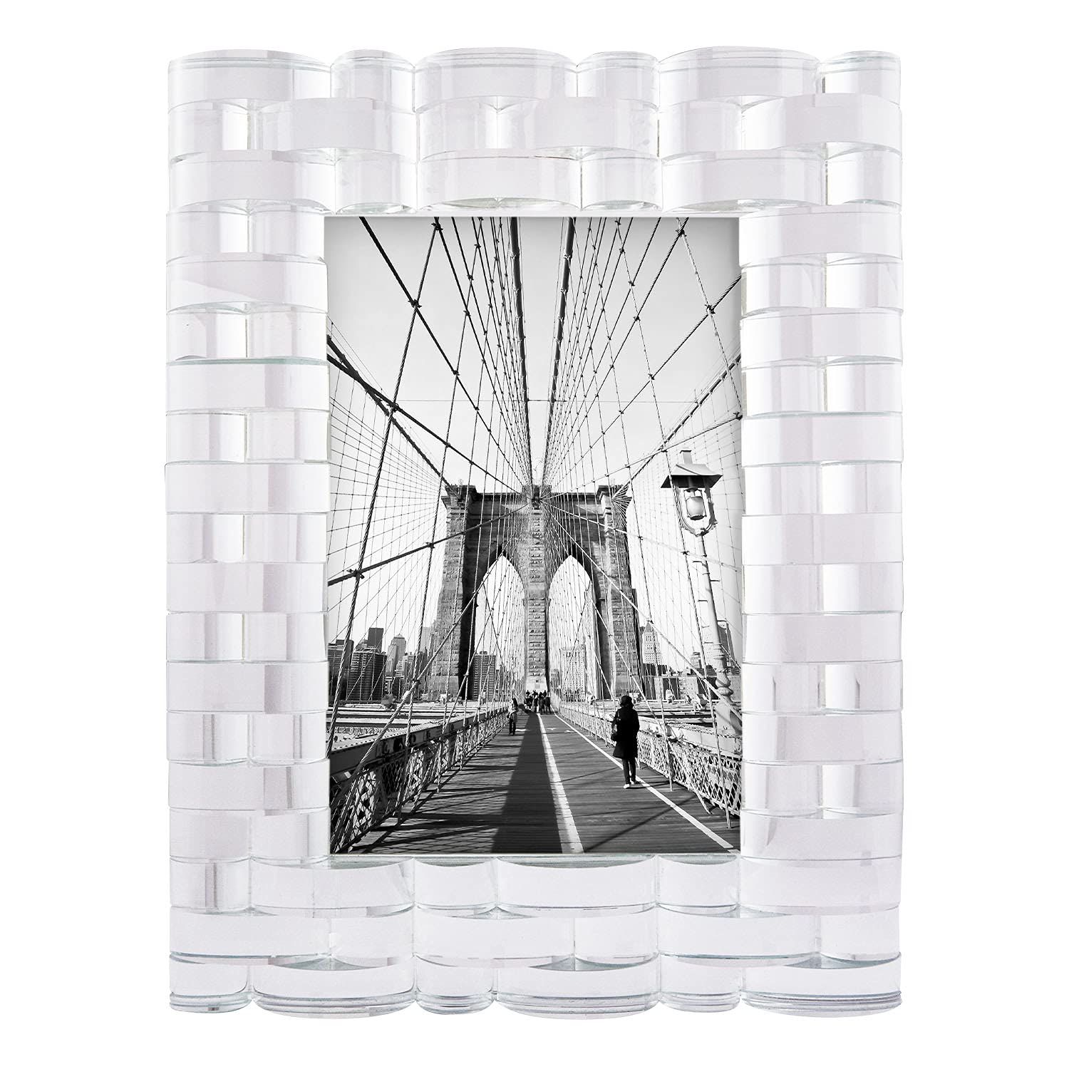 TIZO Design 5x7 Crystal Clear Glass Picture Frame - Premium Arch Photo Display for Wall or Tabletop - Perfect for Weddings, Home Decor & Office Display